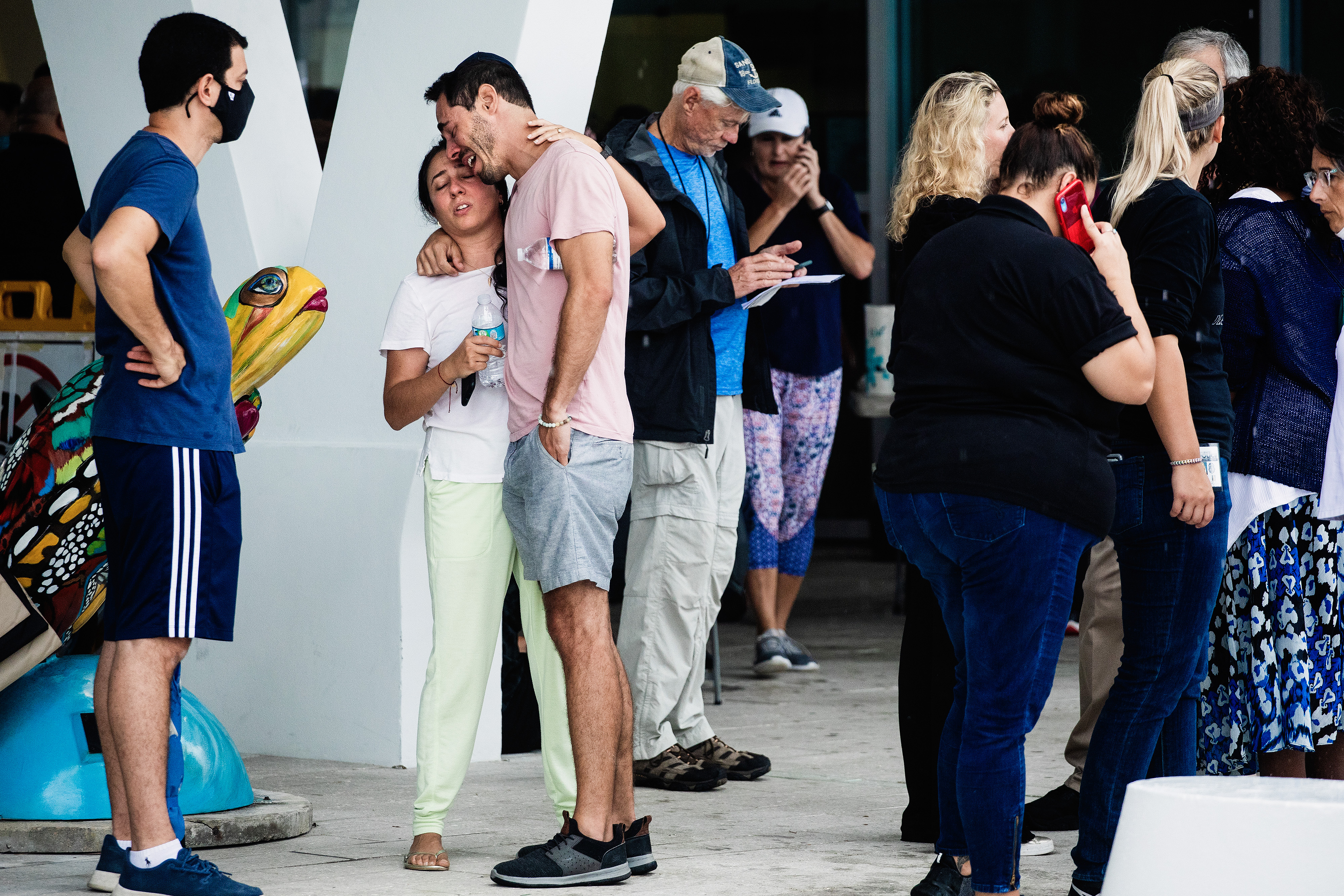 People gathered at the Surfside Community Center.