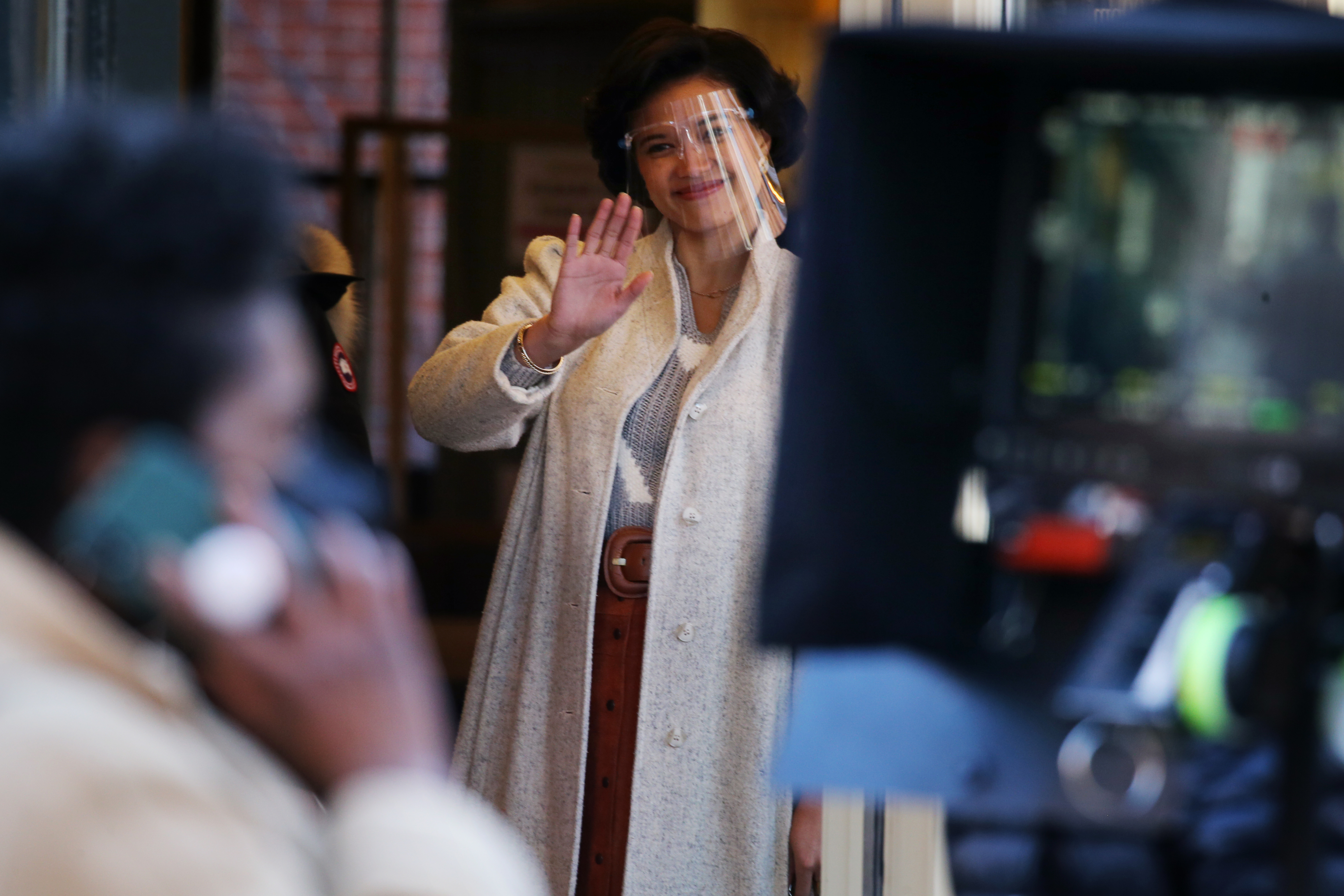 Actress Briana Middleton on the set of the movie "The Tender Bar."
