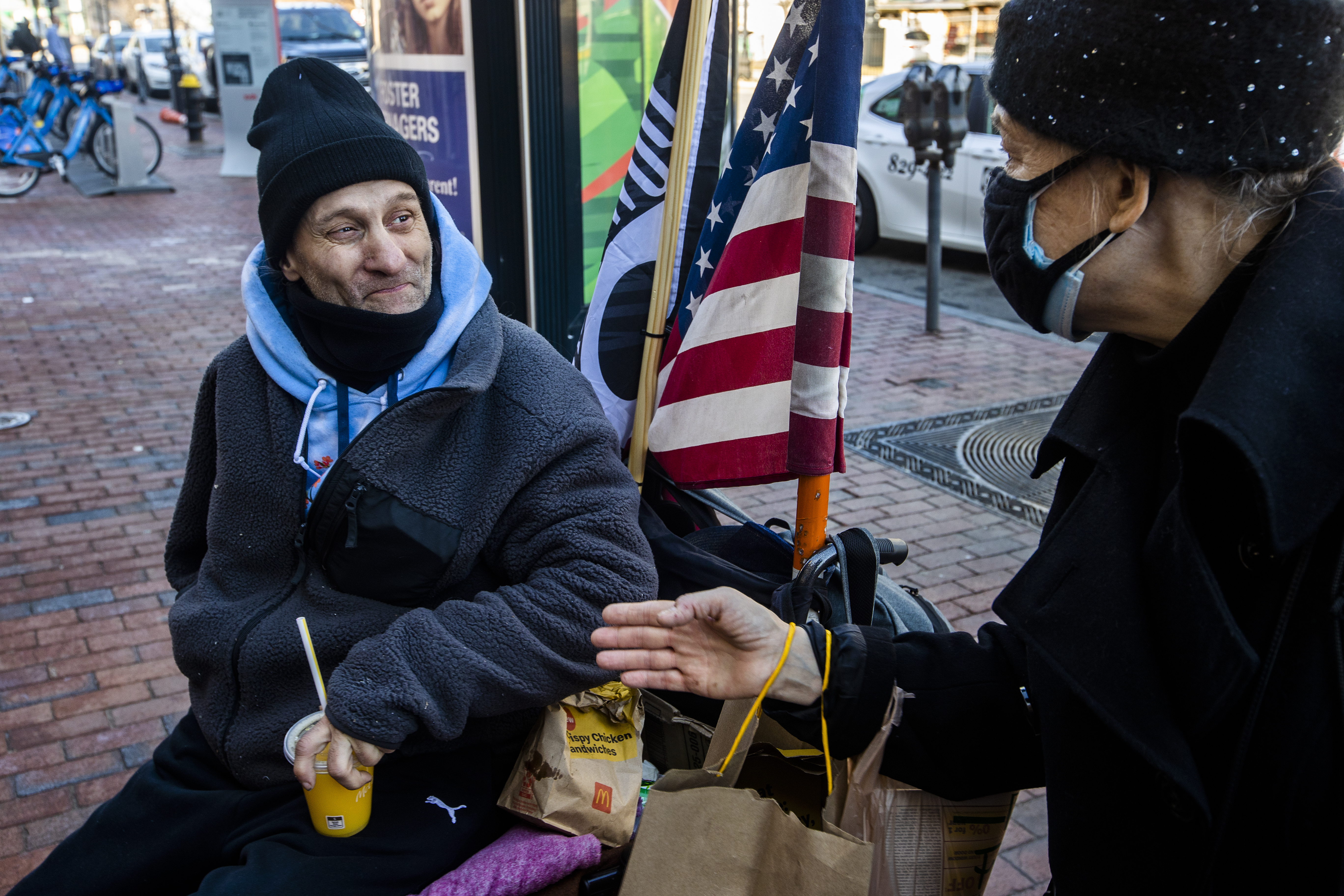 A Kenmore Square resident bought Lefty a sausage egg and cheese sandwich every morning. "He's always been nice to me and everyone else out here," she said.