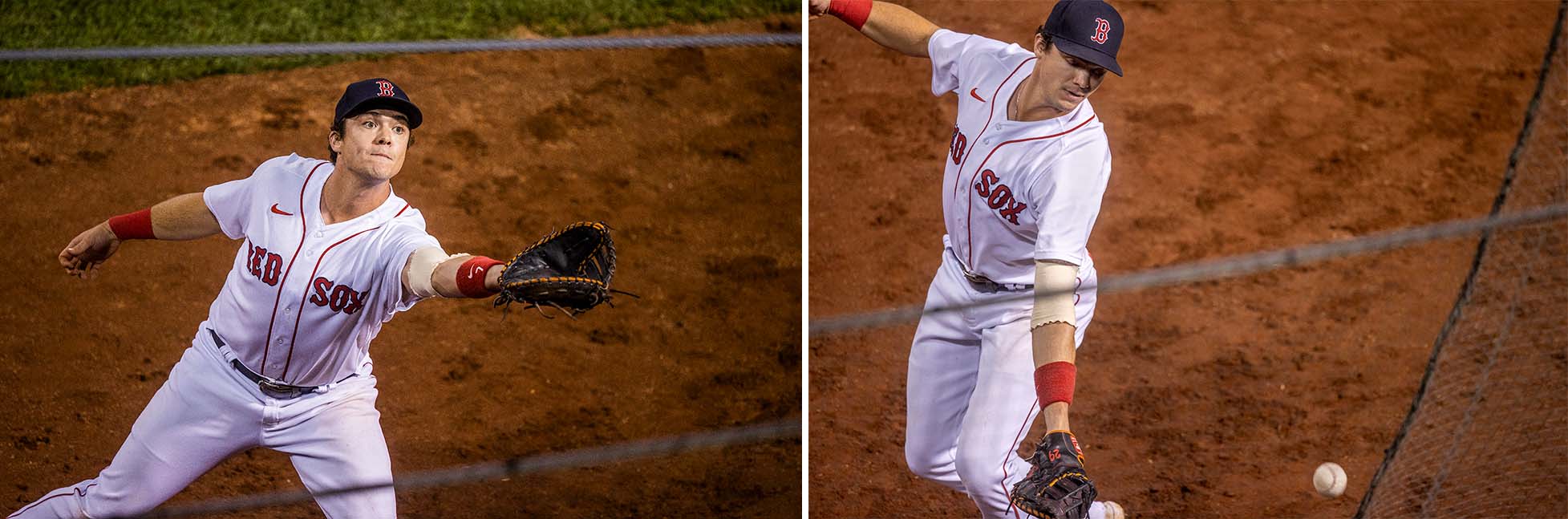 First baseman Bobby Dalbec let a foul ball drop on the warning track, leading to an Aaron Judge double.