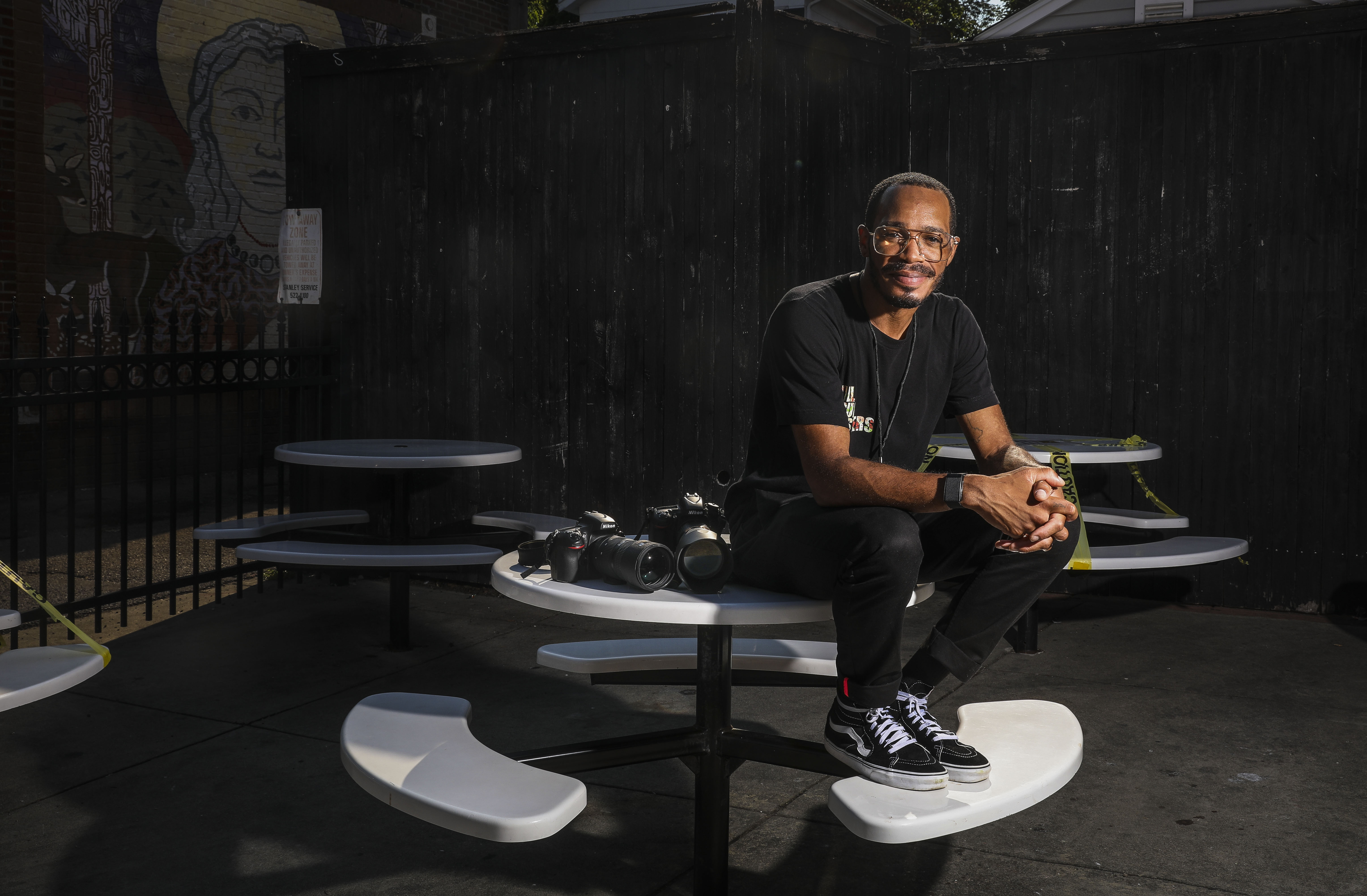 Philip Keith, a photographer based in Boston, poses for a portrait in Jamaica Plain.