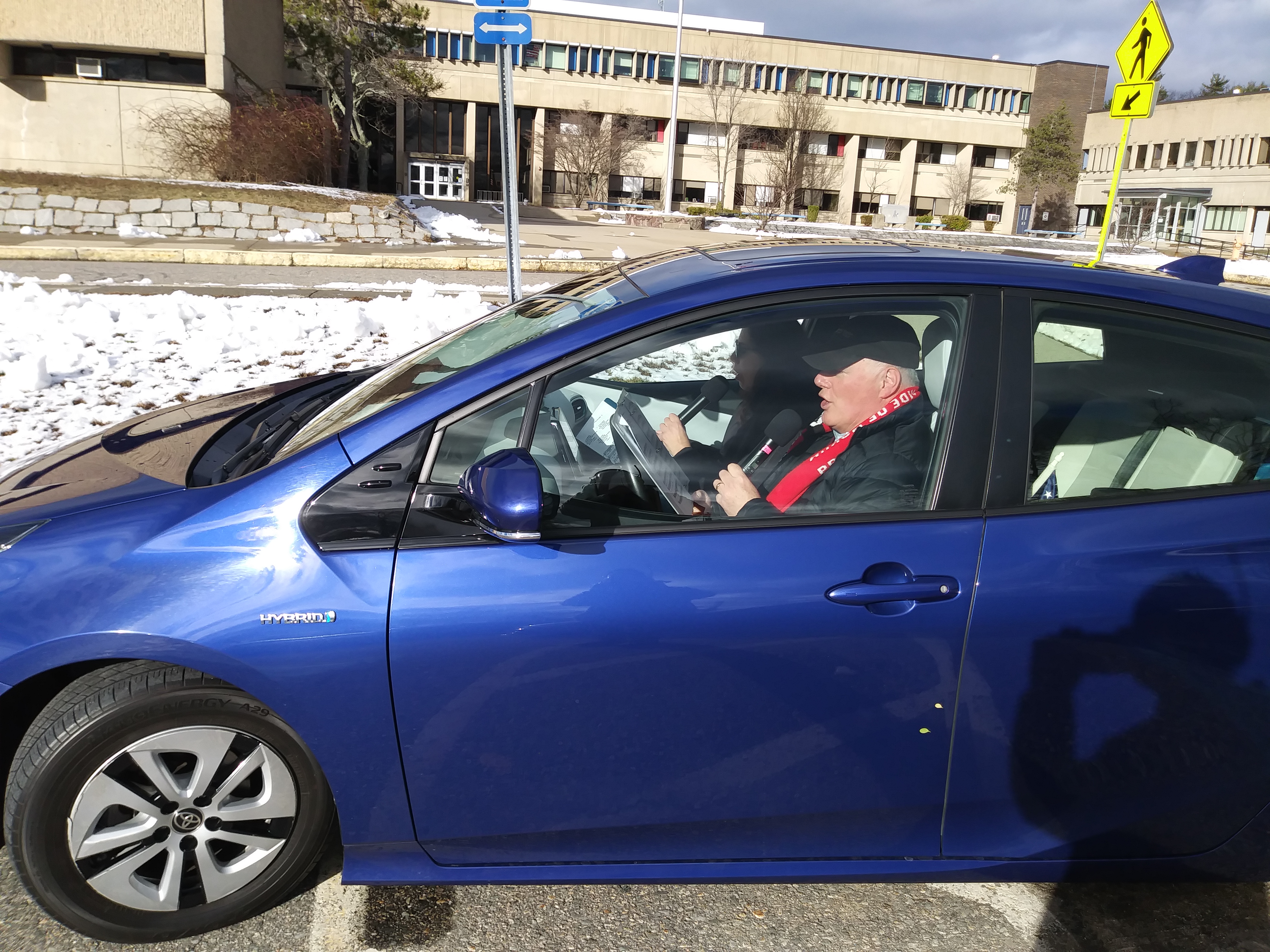 Singers performed in their cars at a recent Driveway Choir event.