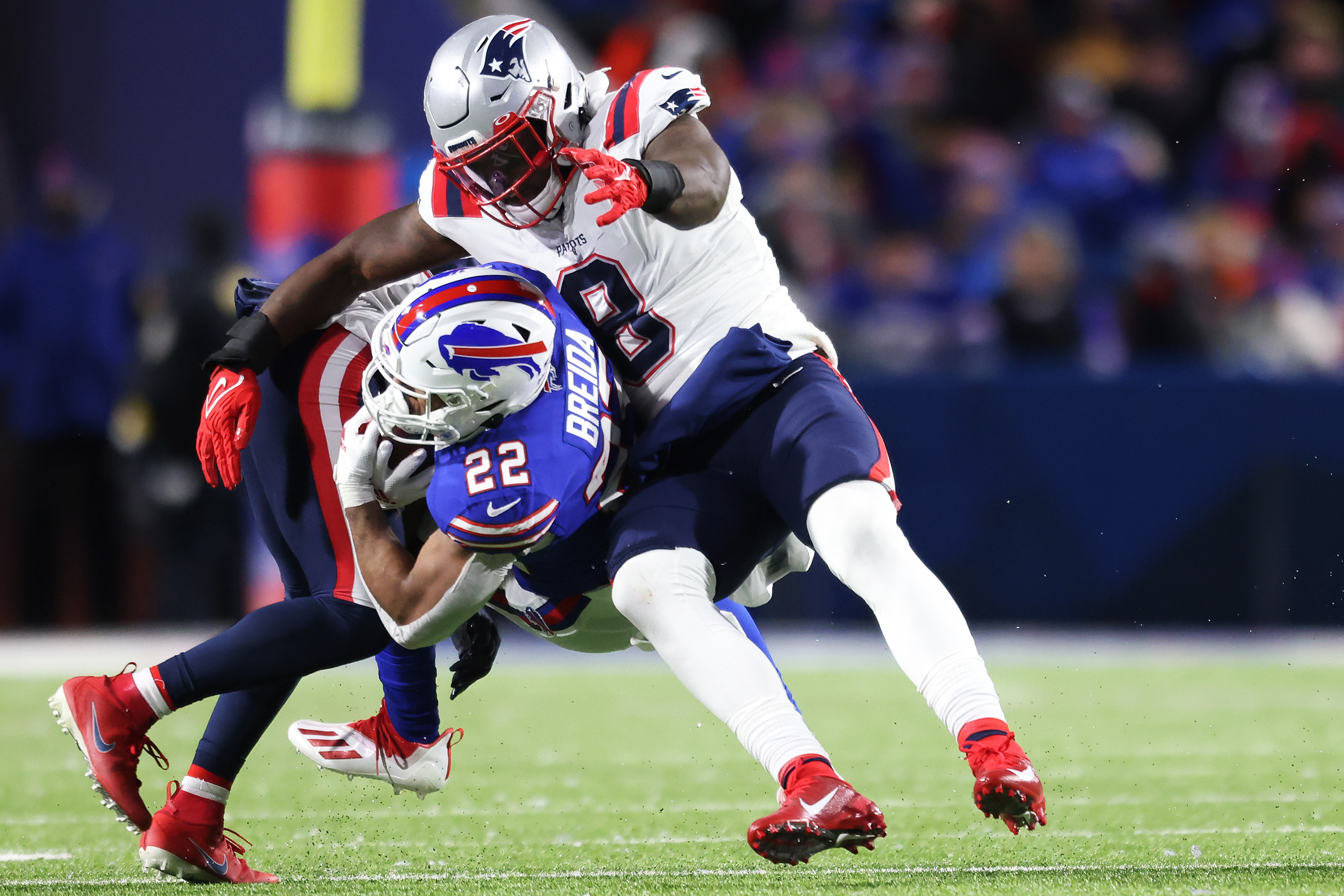 FOXBOROUGH, MA - NOVEMBER 28: New England Patriots defensive back Myles  Bryant (41) after a game bet