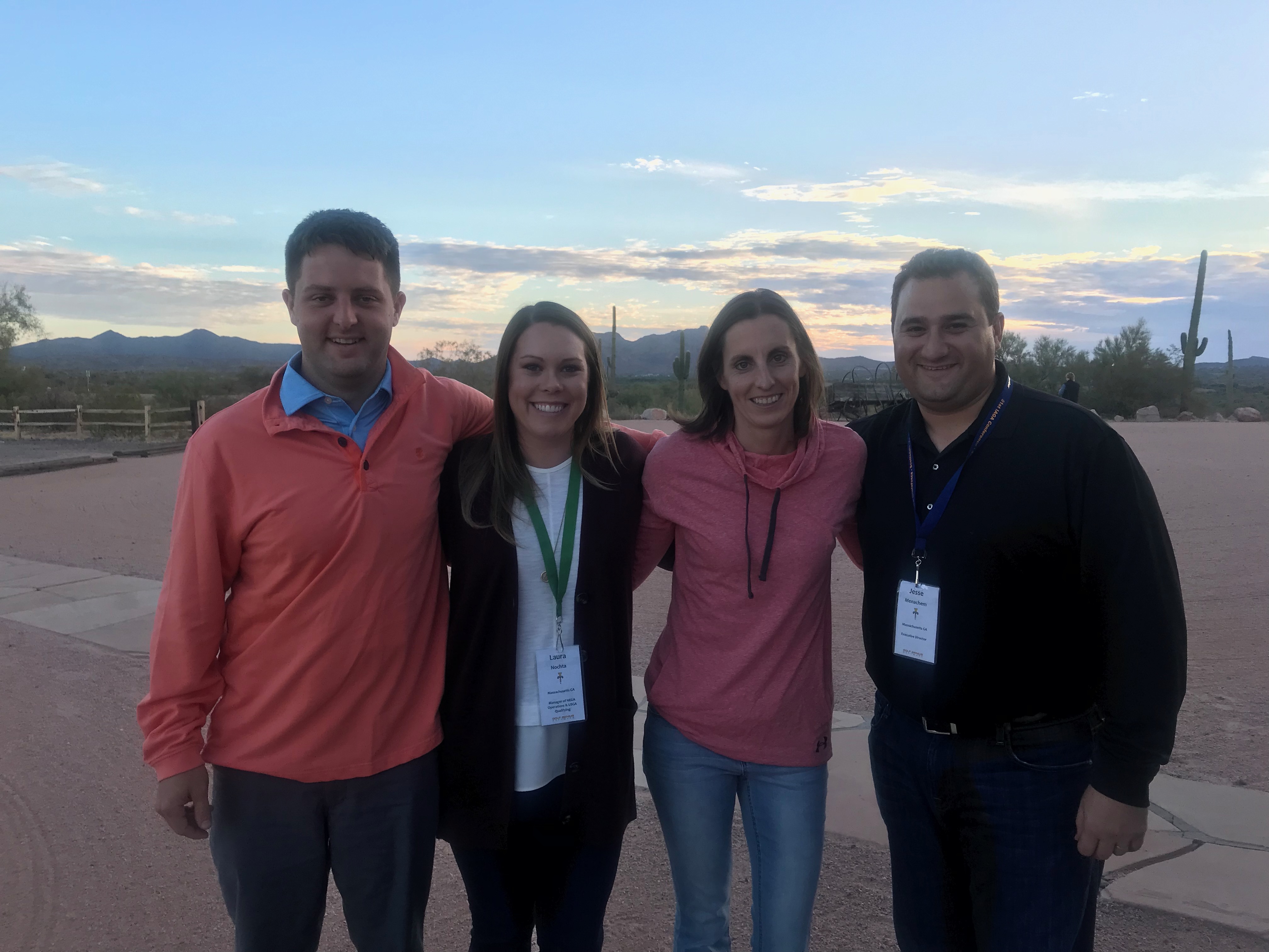 In her role as director of communications for Massachusetts Golf, Becky Blaeser (second from right) teamed up with administrators worldwide at the IAGA Conference in Arizona.