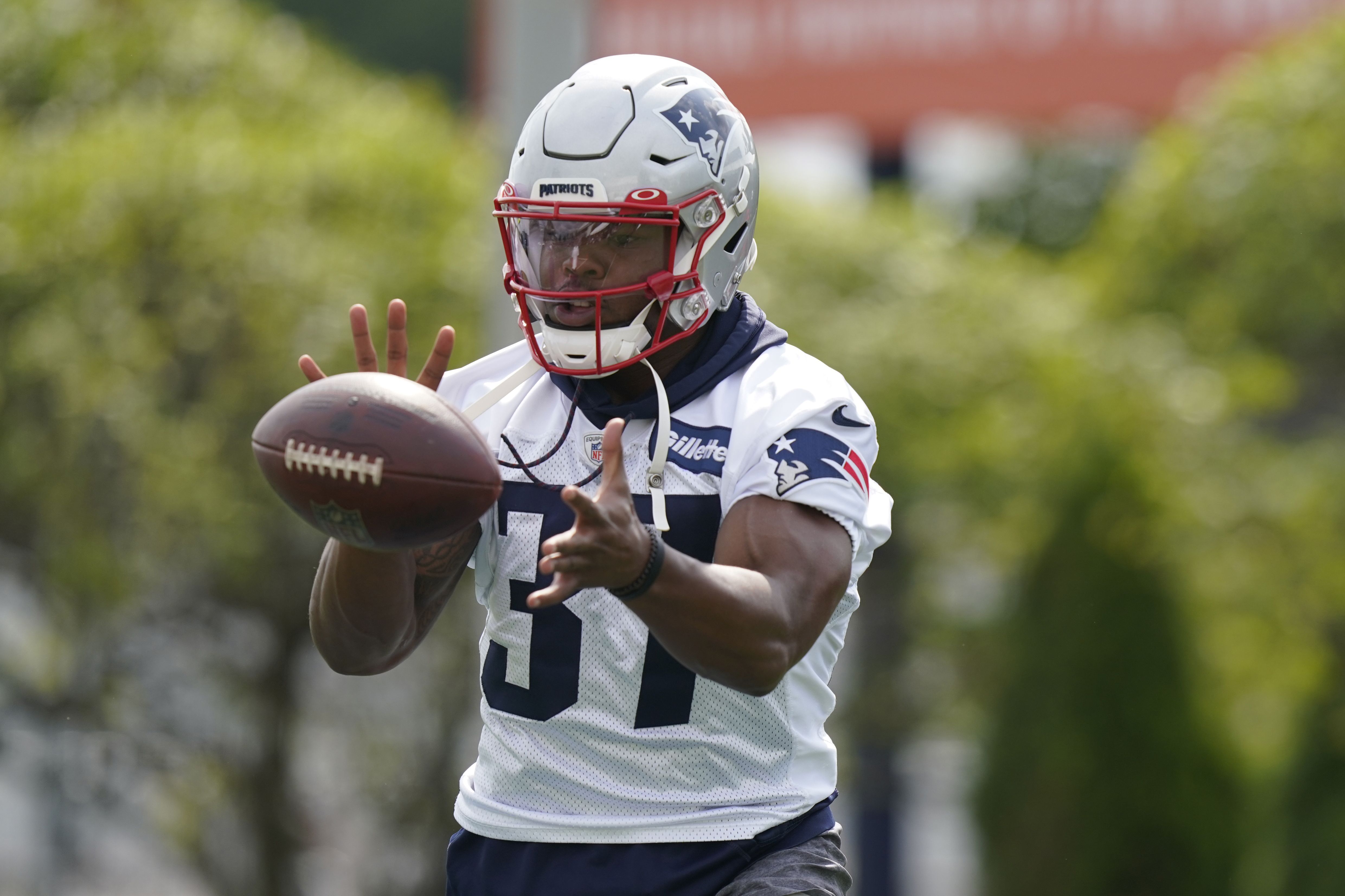 Patriots' Damien Harris might just take the ball and run with it