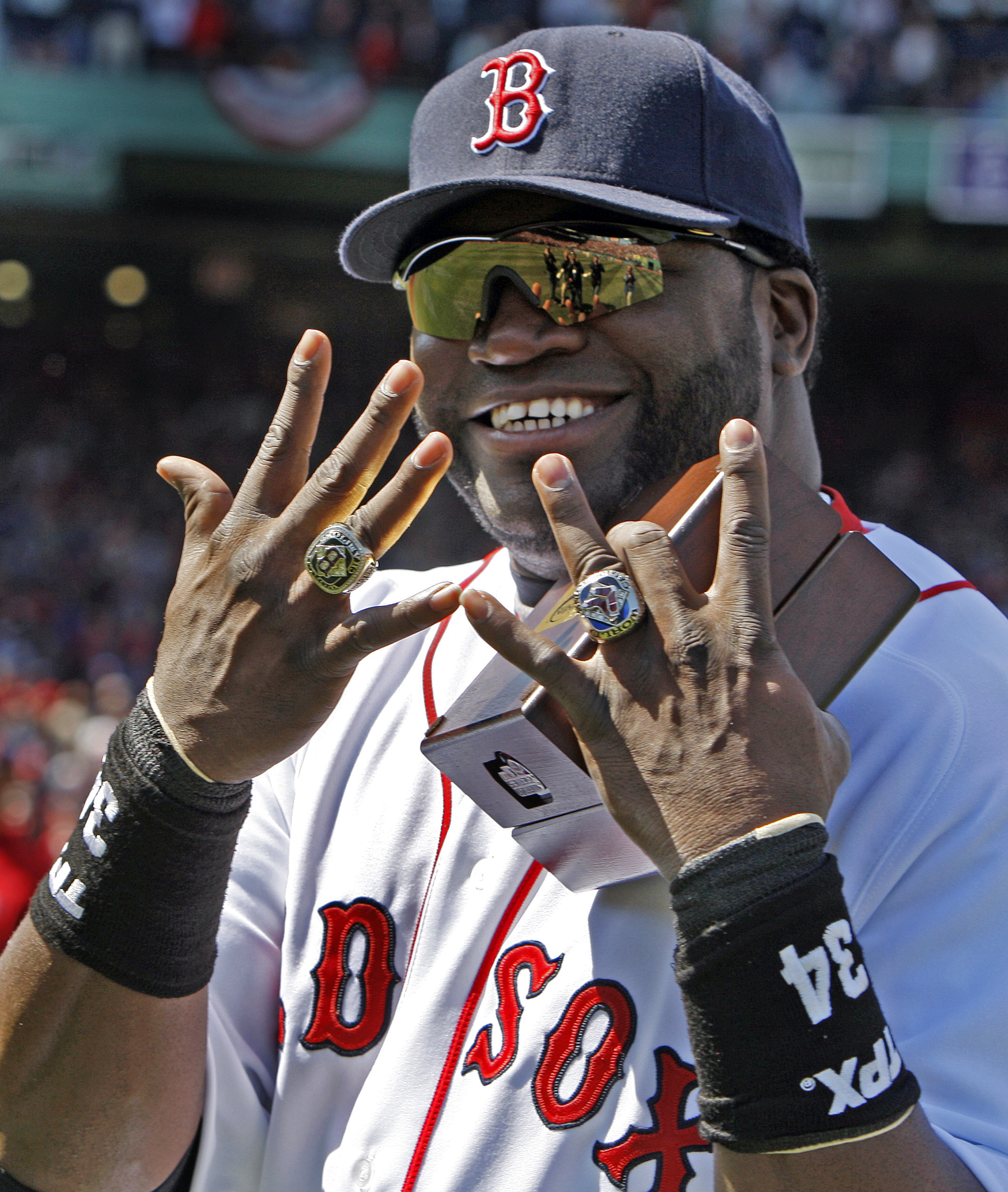 That's two for Ortiz: Red Sox players got their World Series rings ahead of the home opener on April 8 against the Tigers.