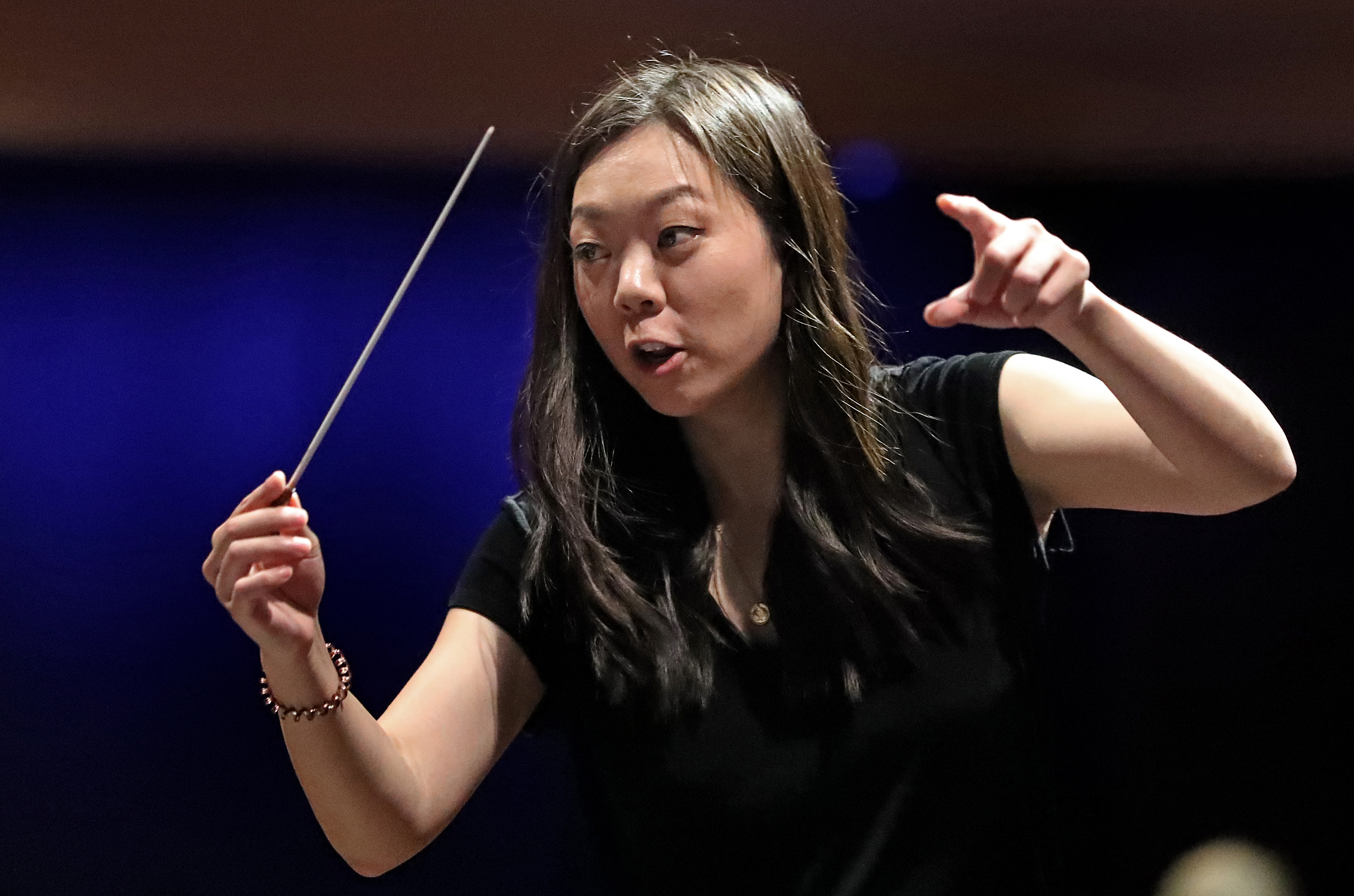 Boston Festival Orchestra conductor and cofounder Alyssa Wang rehearsed the group at Calderwood Pavilion this week.