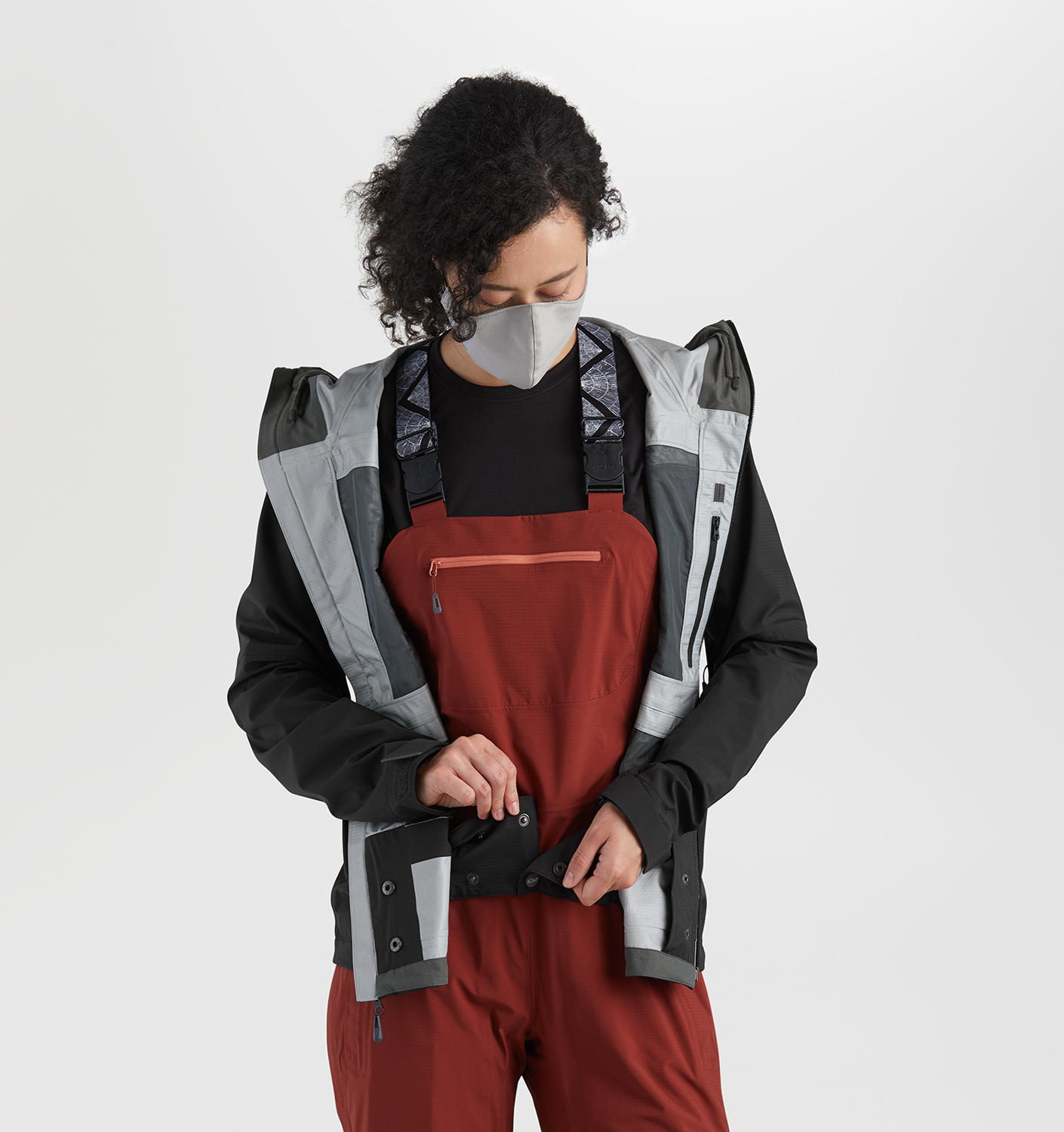 Outdoor Research’s new Carbide jacket and bibs, which come in men’s and women’s versions, work great as a waterproof and breathable outer layer for skinning up a mountain or snowshoeing in the woods, or for resort days when you don’t need a fully insulated kit.
