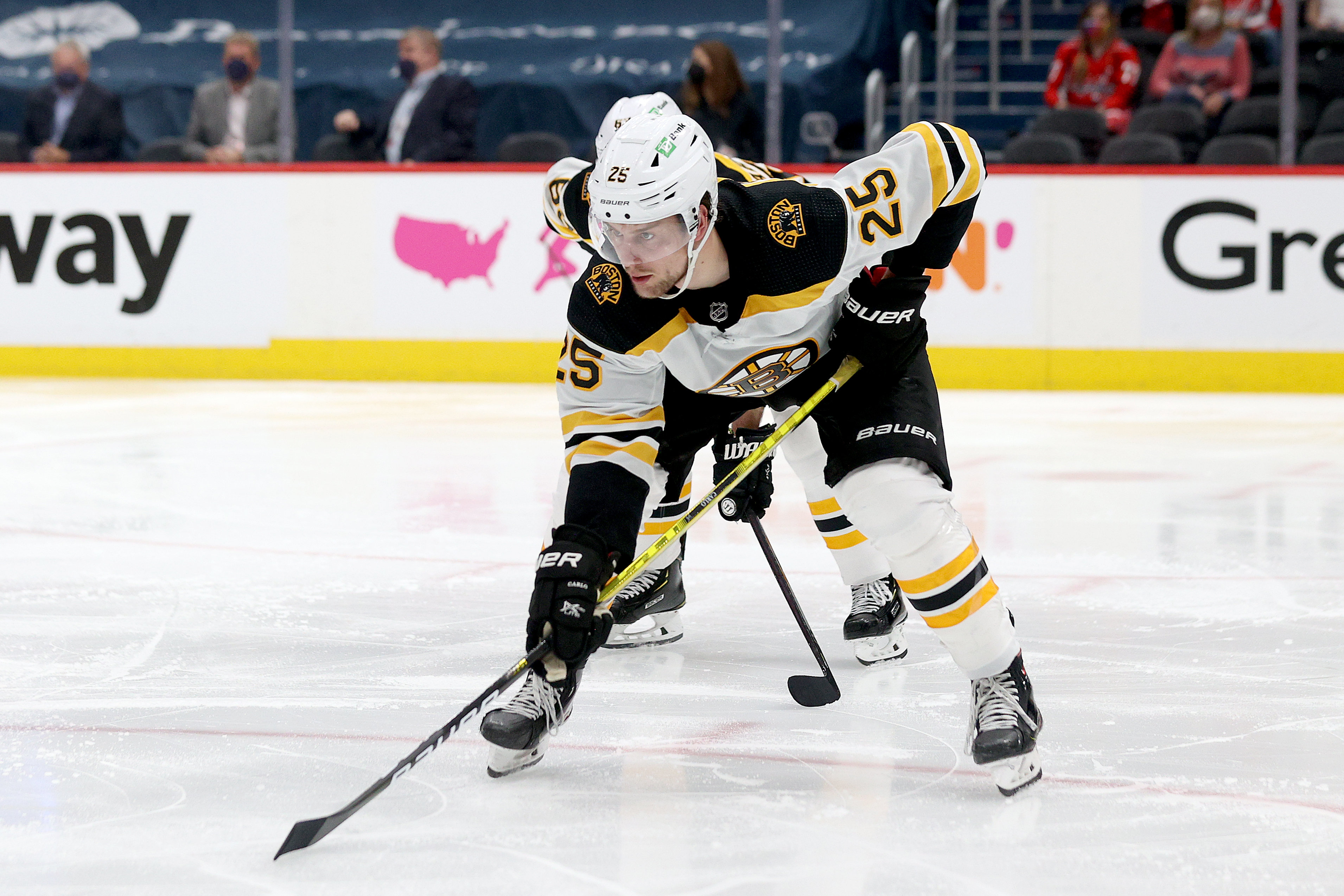 Bruins defenseman Brandon Carlo is buzzing for training camp after missing much of Boston's second-round series against the Islanders in the spring.
