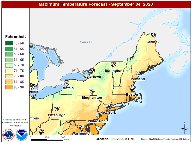 Highs will be in the 80s on Friday with lowering humidity.