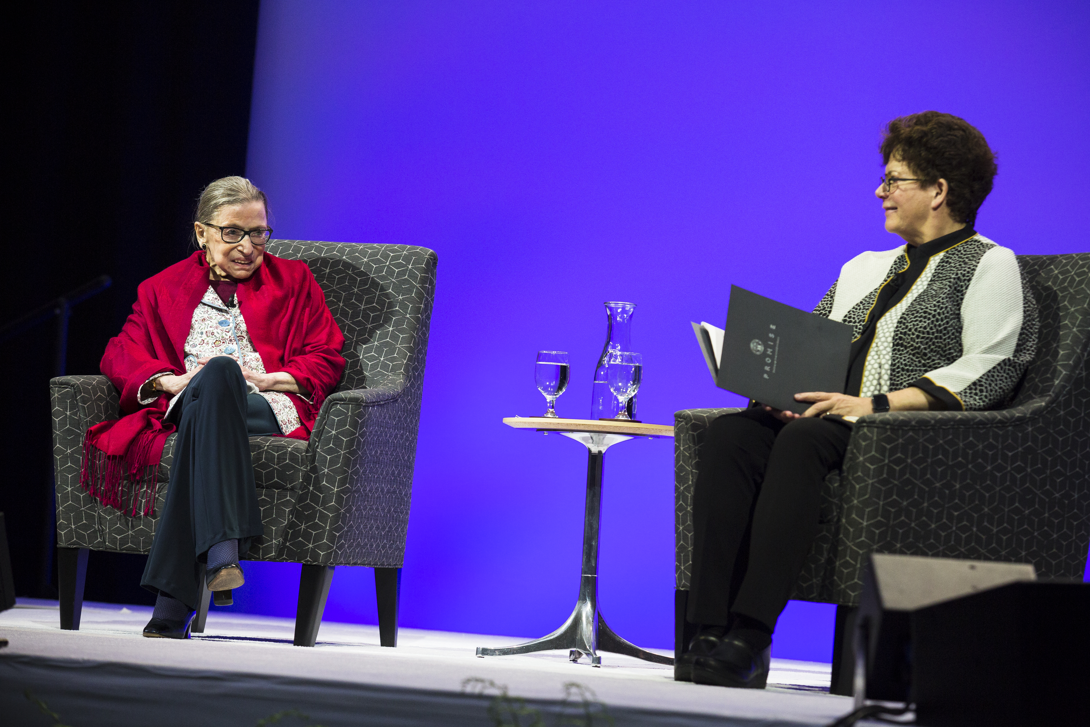Supreme Court Justice Ruth Bader Ginsburg joined Amherst College President Biddy Martin for a conversation in Coolidge Cage.