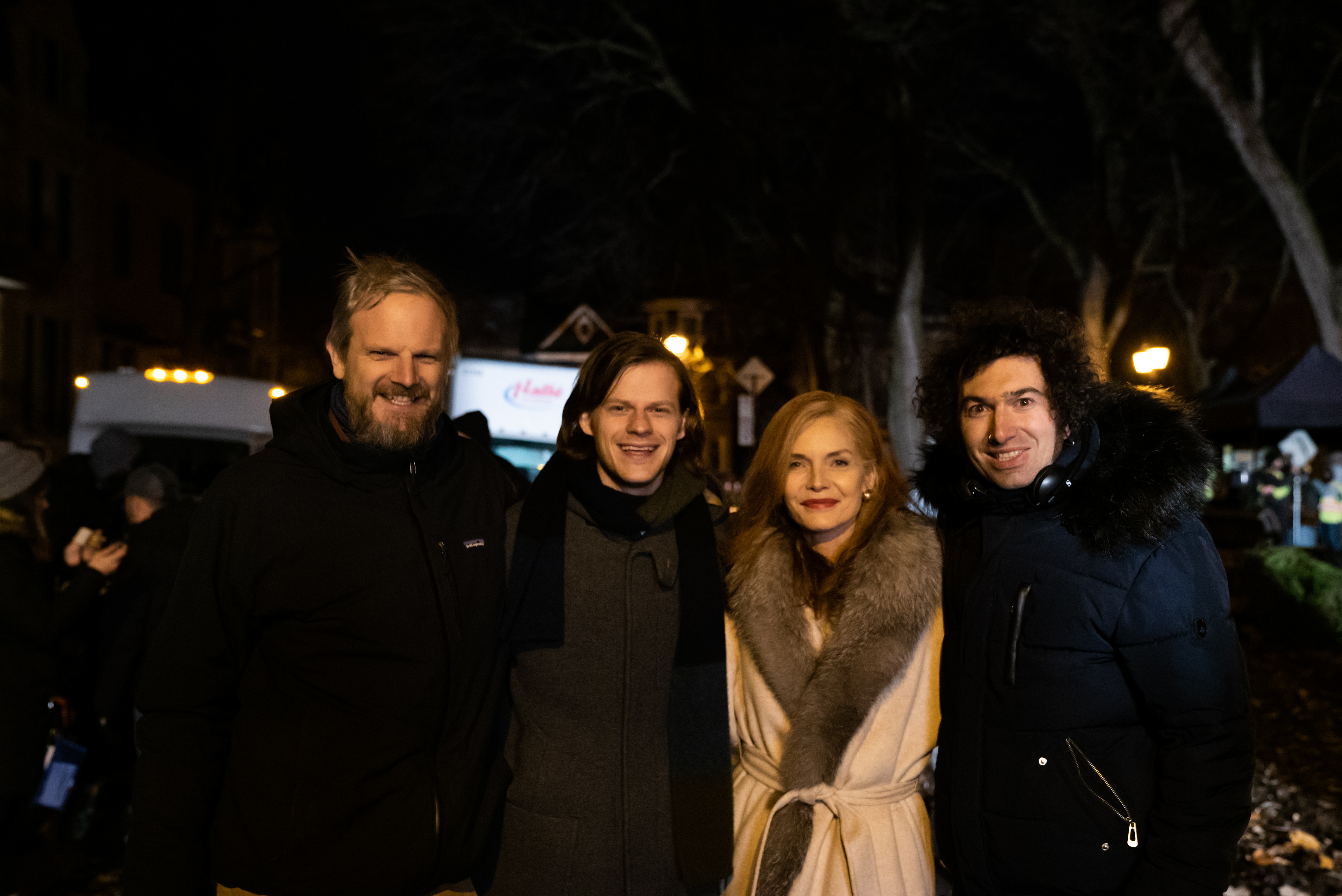 From left: Tobias Datum, director of photography; stars Lucas Hedges and Michelle Pfeiffer; and director Azazel Jacobs on the set of "French Exit."