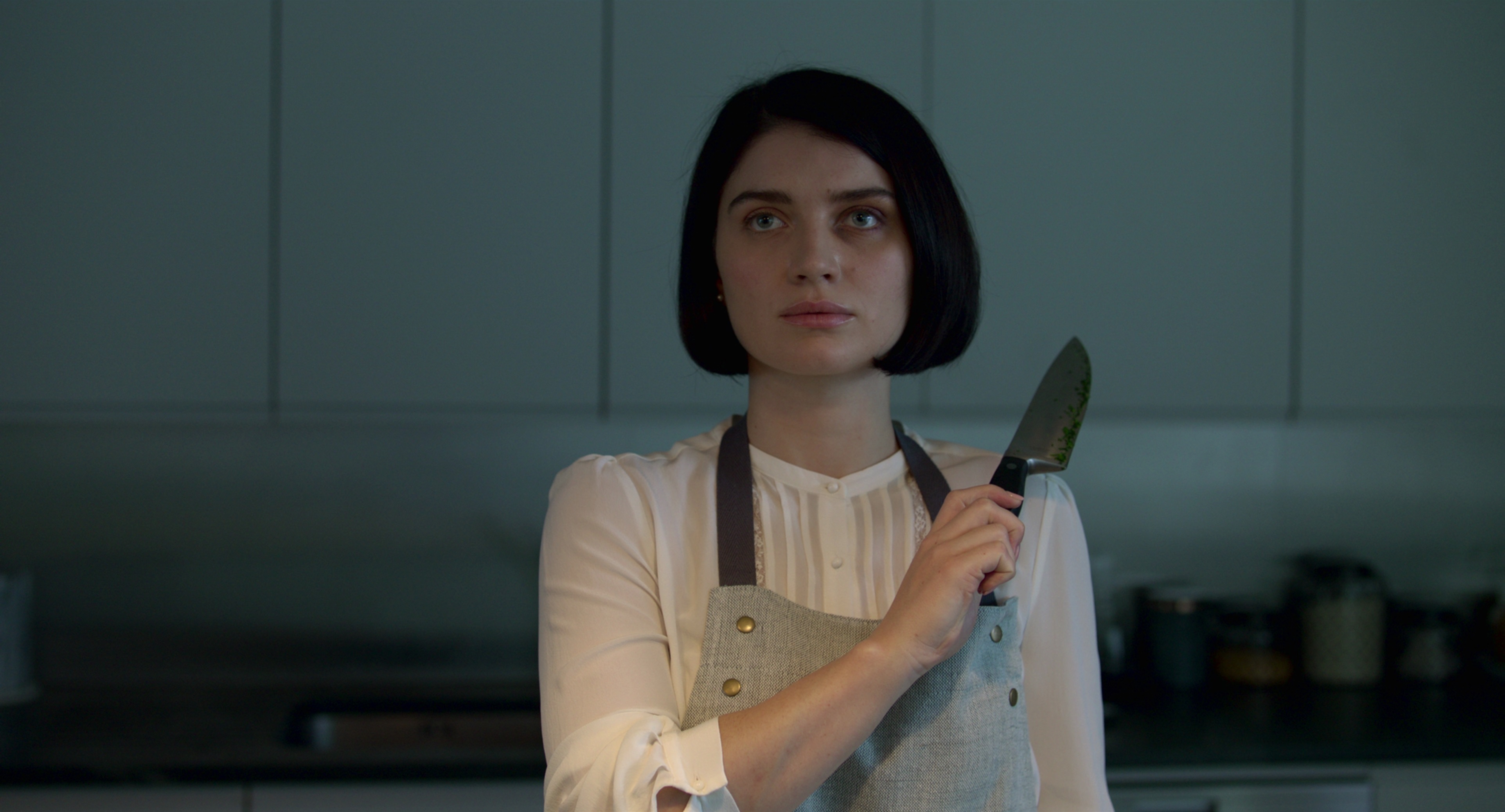 Eve Hewson in a scene from the six-part Netflix adaptation of the 2017 thriller by Sarah Pinborough.