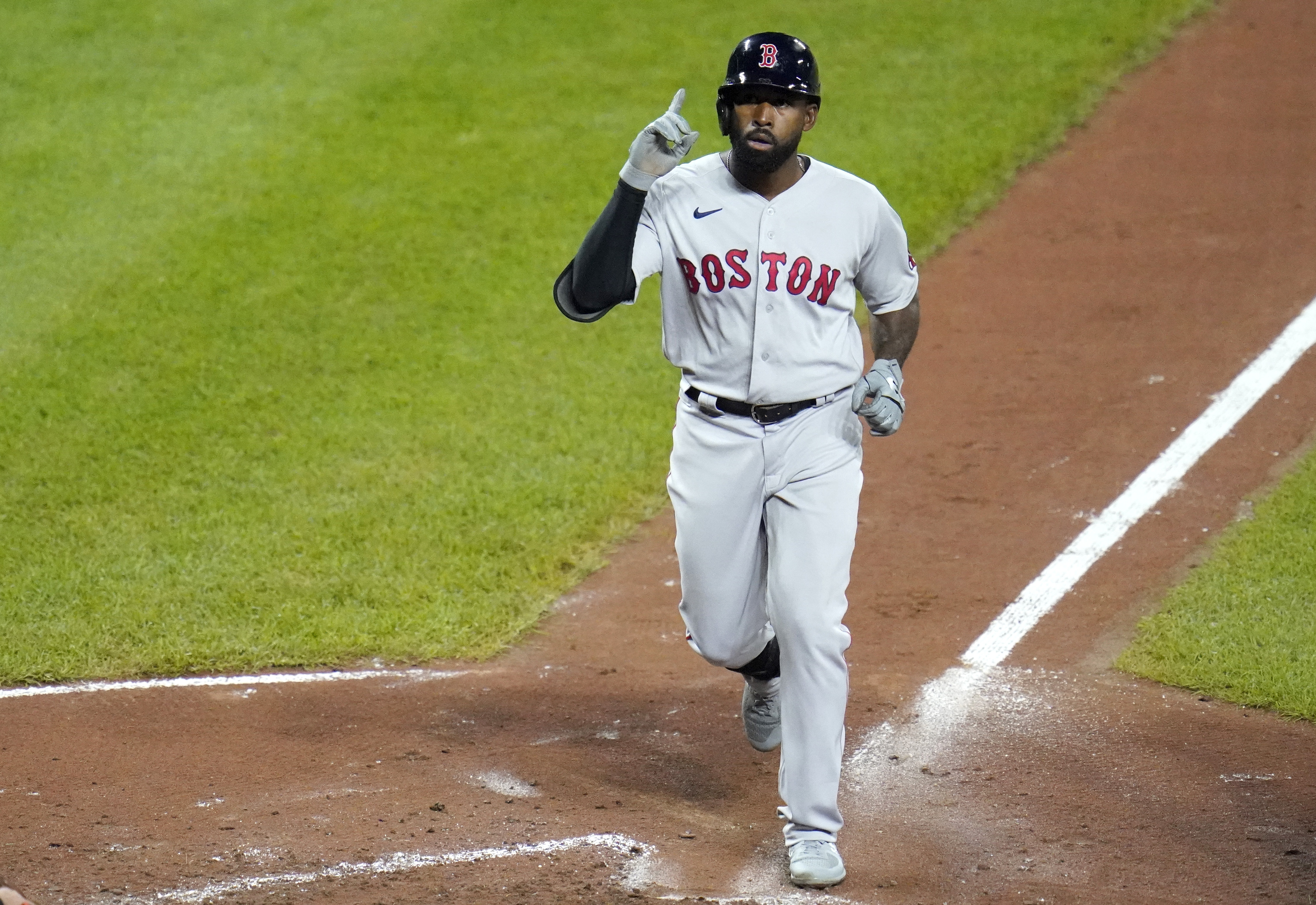 Jackie Bradley Jr. is the only Black player on the Red Sox' big-league roster at the moment.