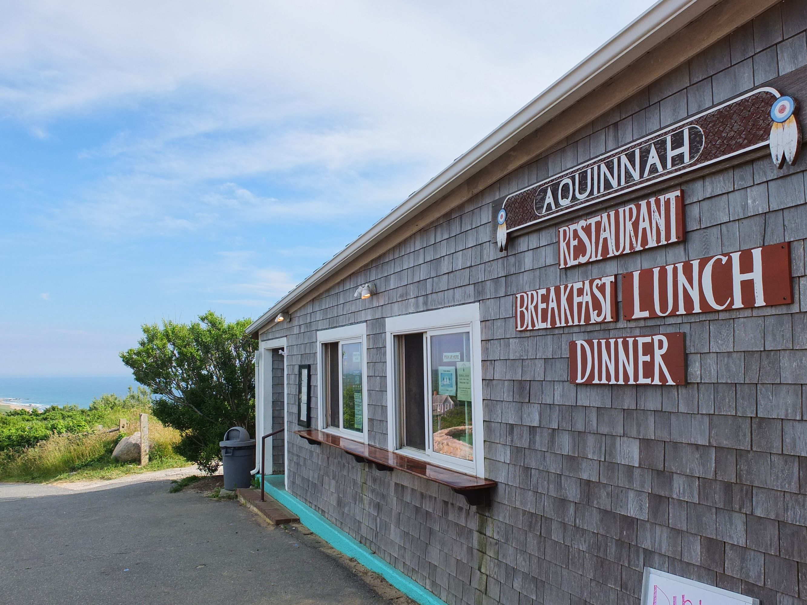 The shops at the lookout point at Aquinnah. The shops have long been reserved for members of the local Aquinnah tribe to lease from the town, which owns the land.