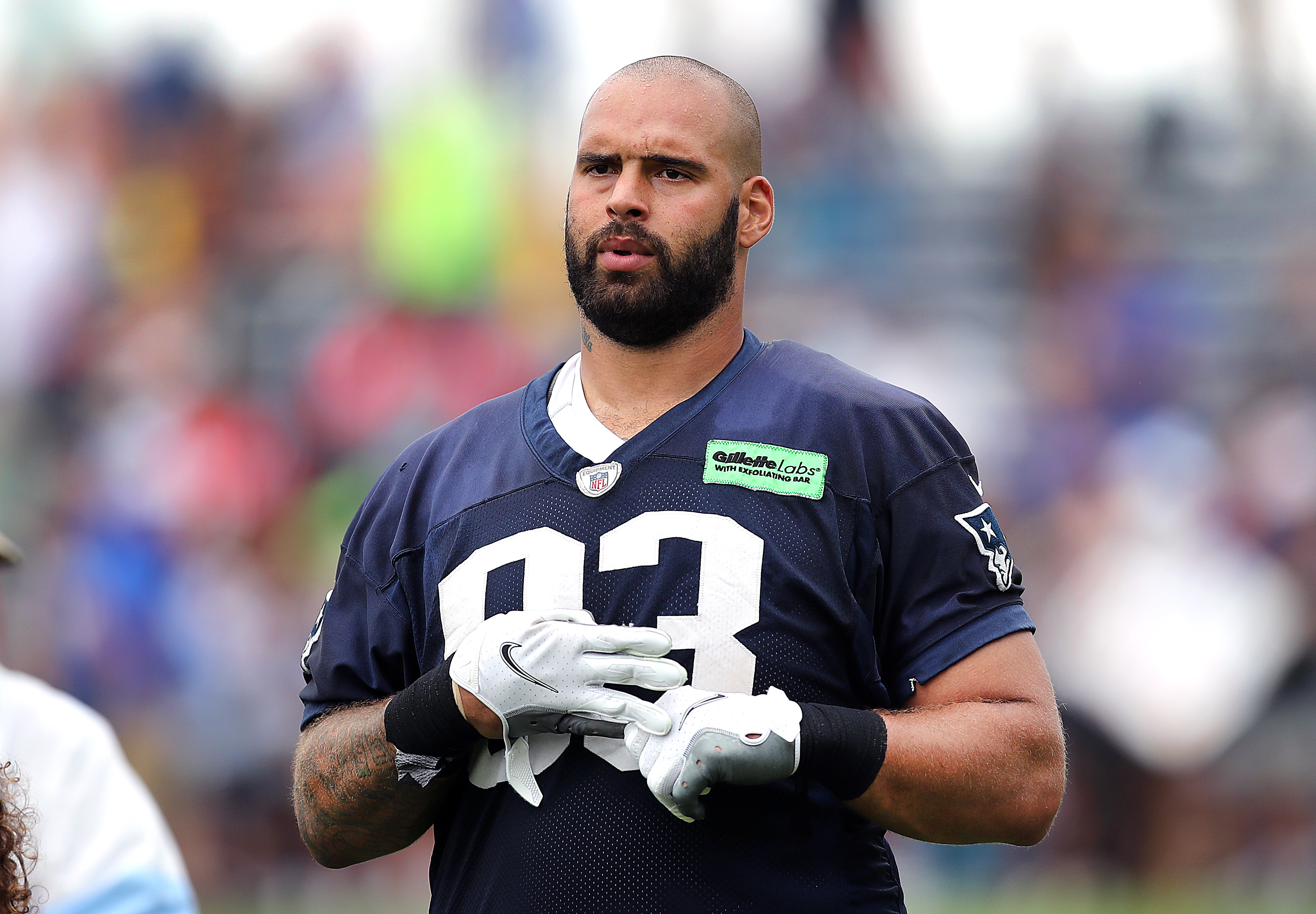 Patriots' Lawrence Guy on the field at training camp