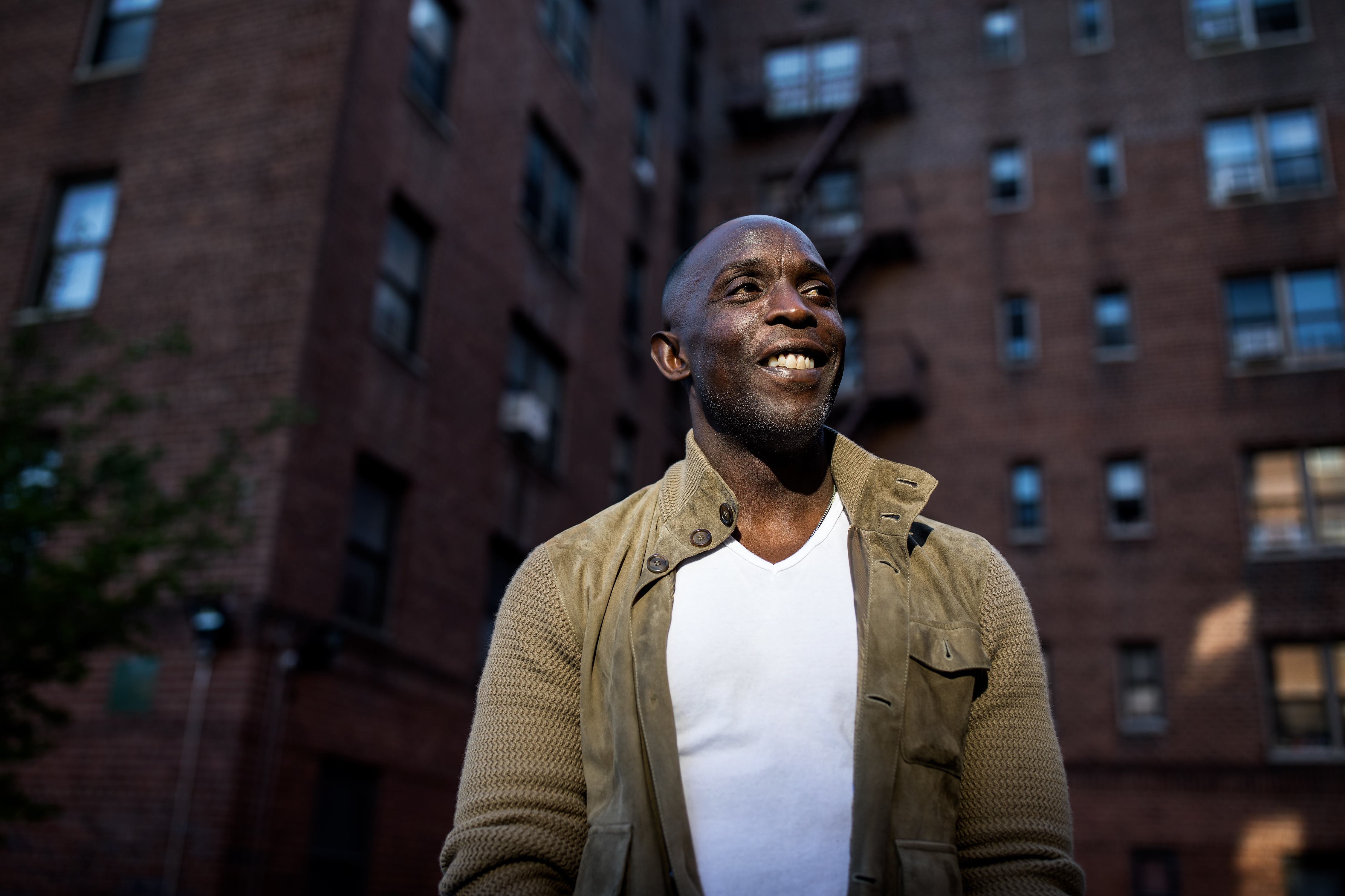 Michael K. Williams in 2017, outside a Brooklyn apartment complex where he once lived.