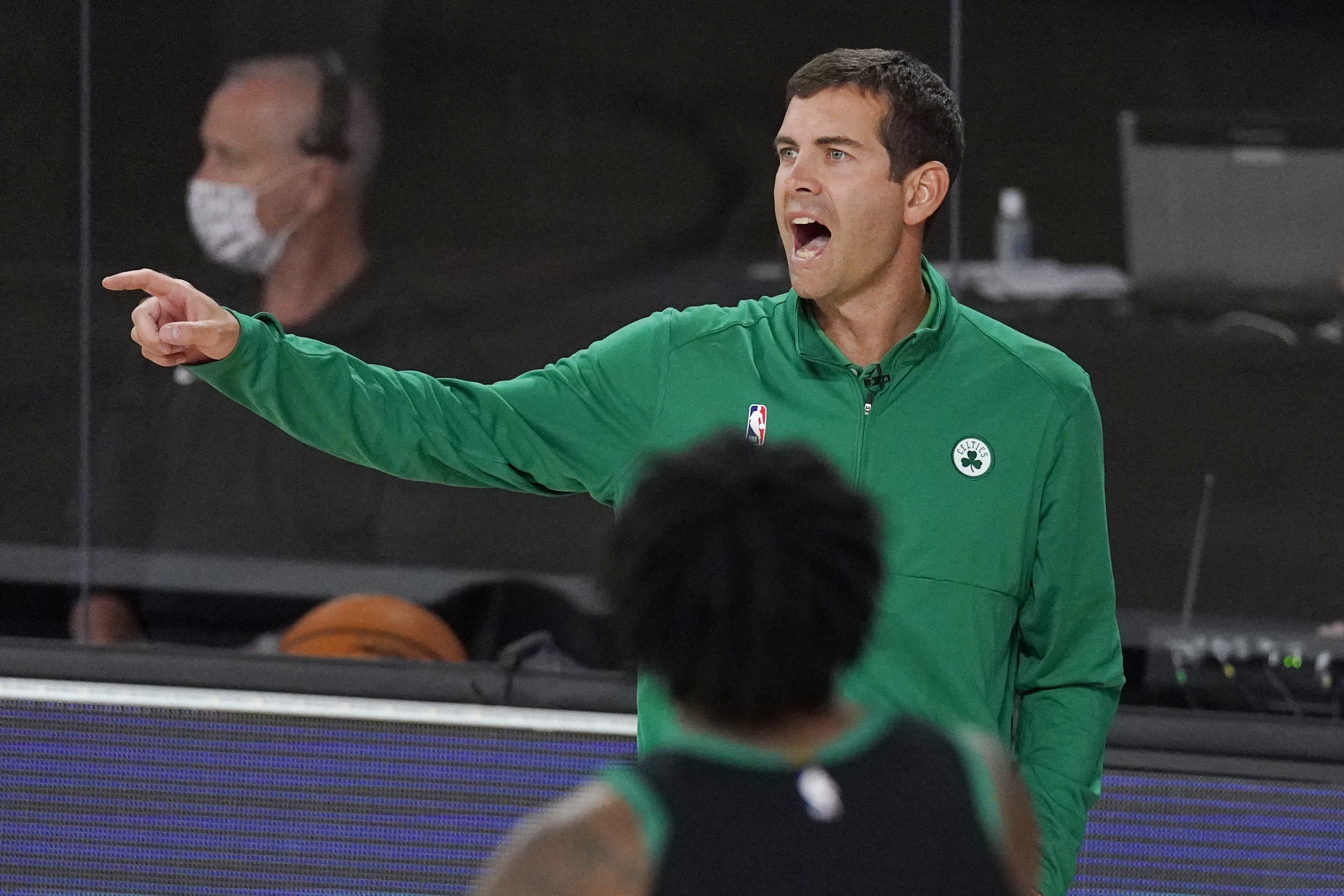 Brad Stevens directs his team during the first half of Monday's win over Toronto.