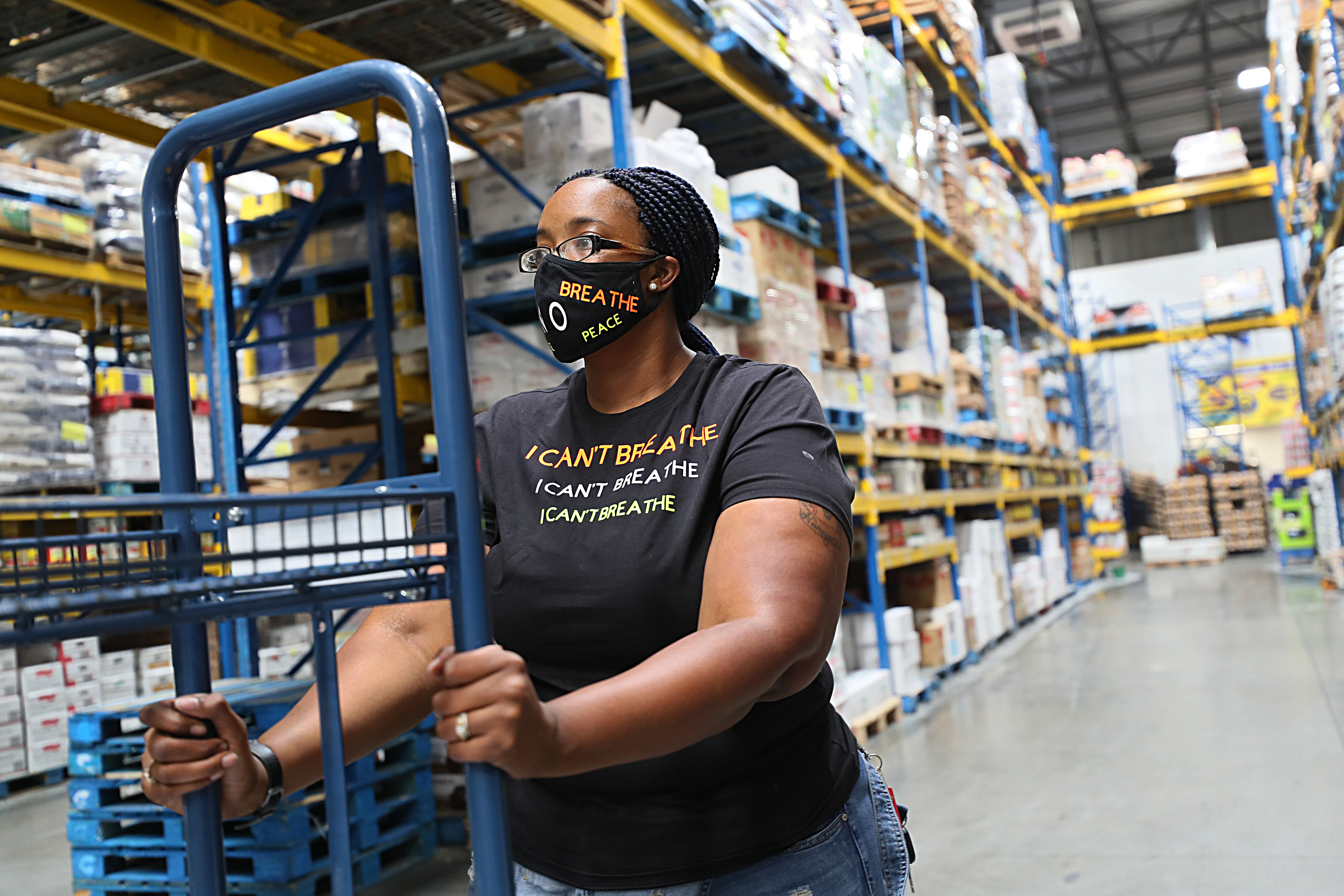 Monica Cannon-Grant picked up food for distribution to those in need in Boston.