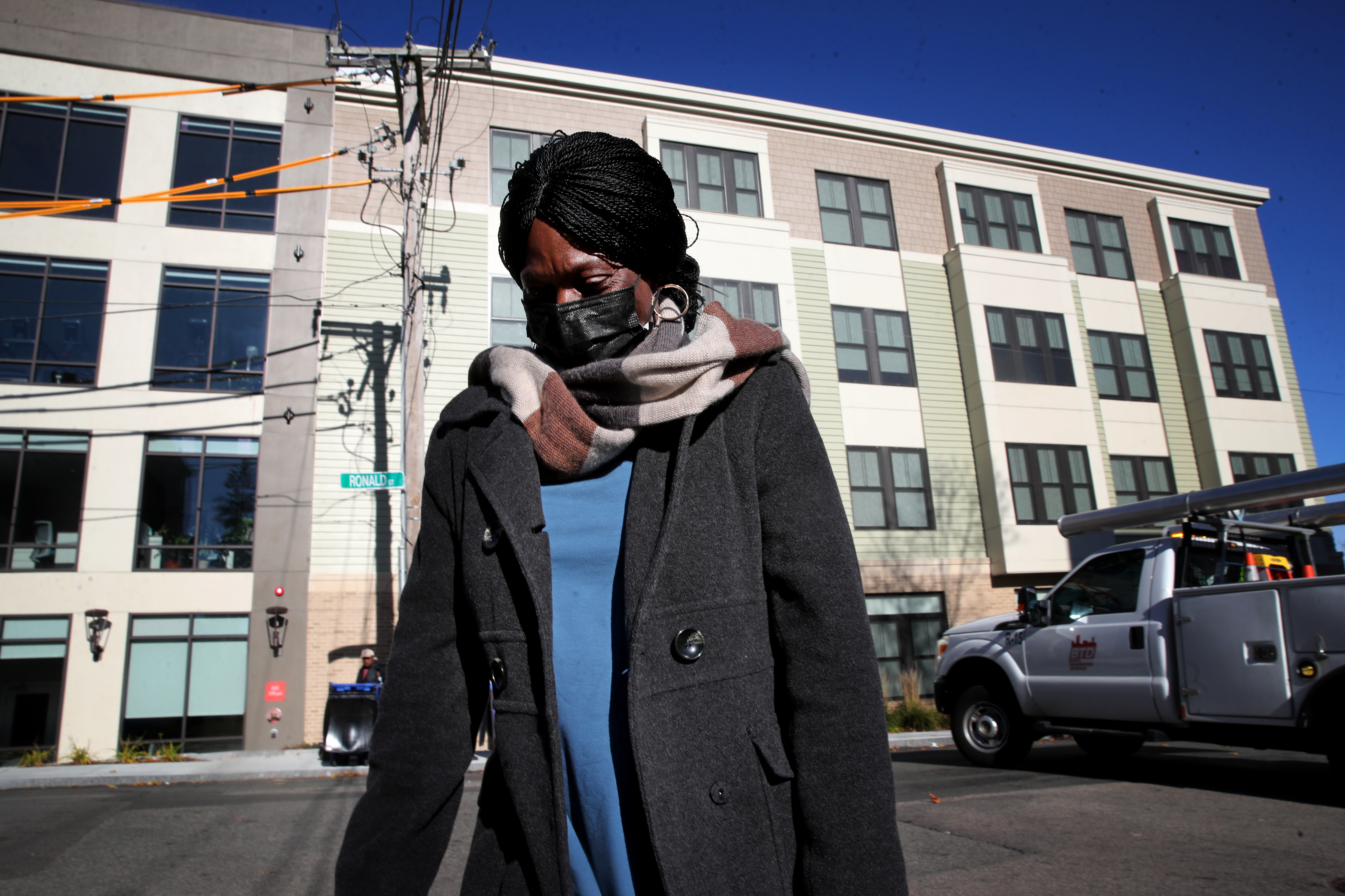 Tity Bangura walked out of her apartment at Hearth at Four Corners in Boston.