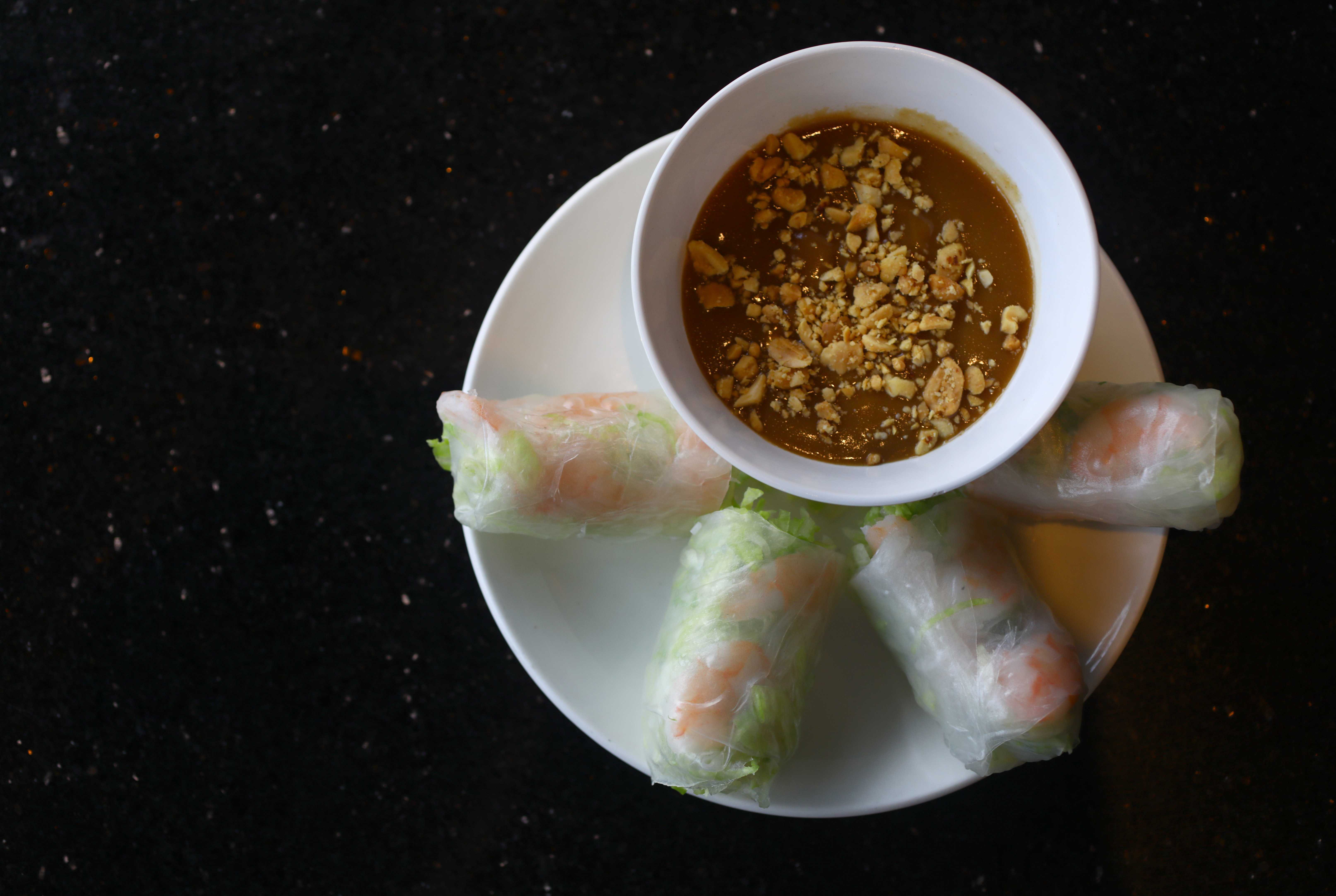 Shrimp Spring Rolls with peanut sauce at Pho Hoa.