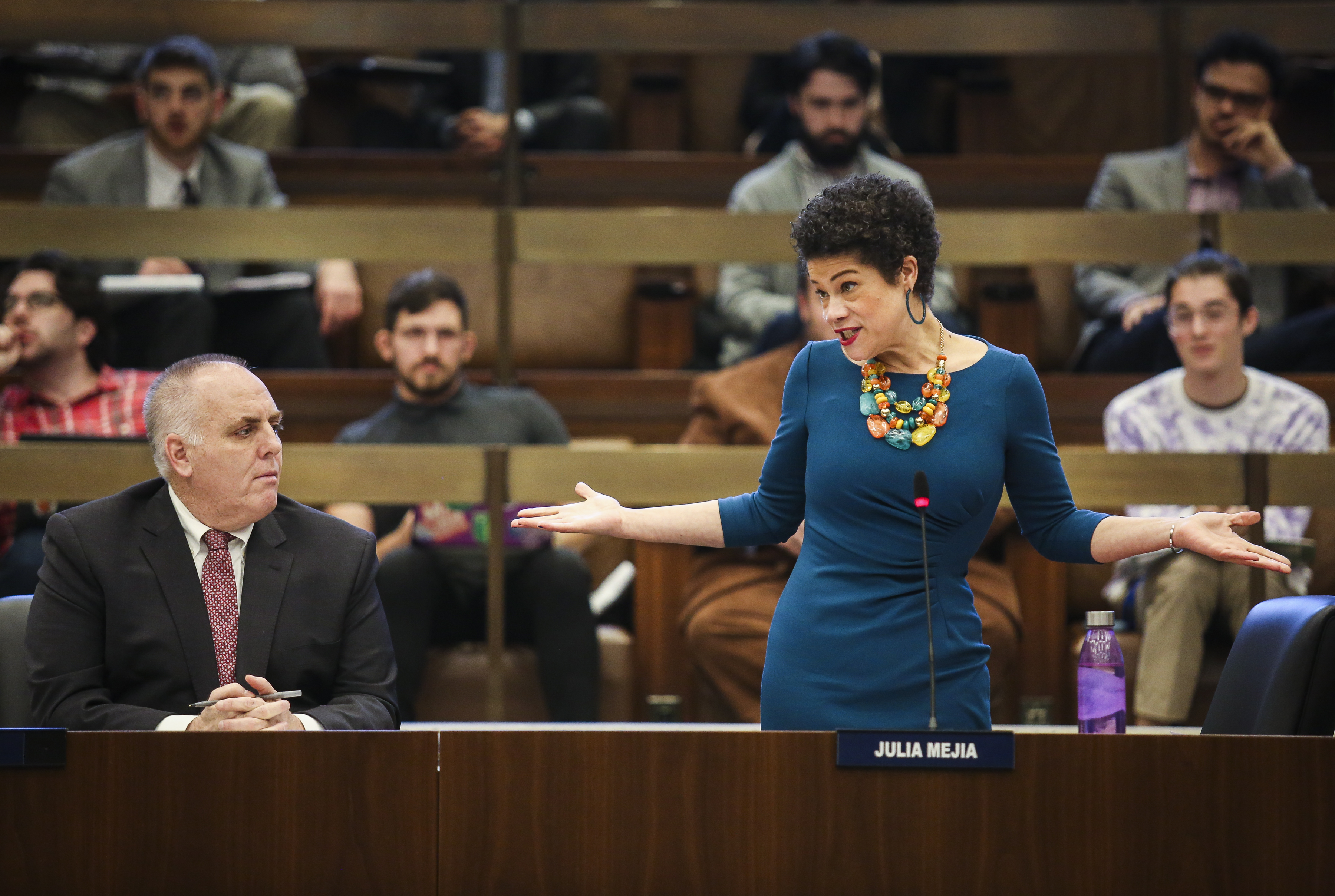 Newly inaugurated Councilor Julia Mejia delivered her first speech in the Iannella Chamber in City Hall on January 15. Mejia is the first foreign-born Afro-Latina immigrant woman to sit on Boston’s City Council.