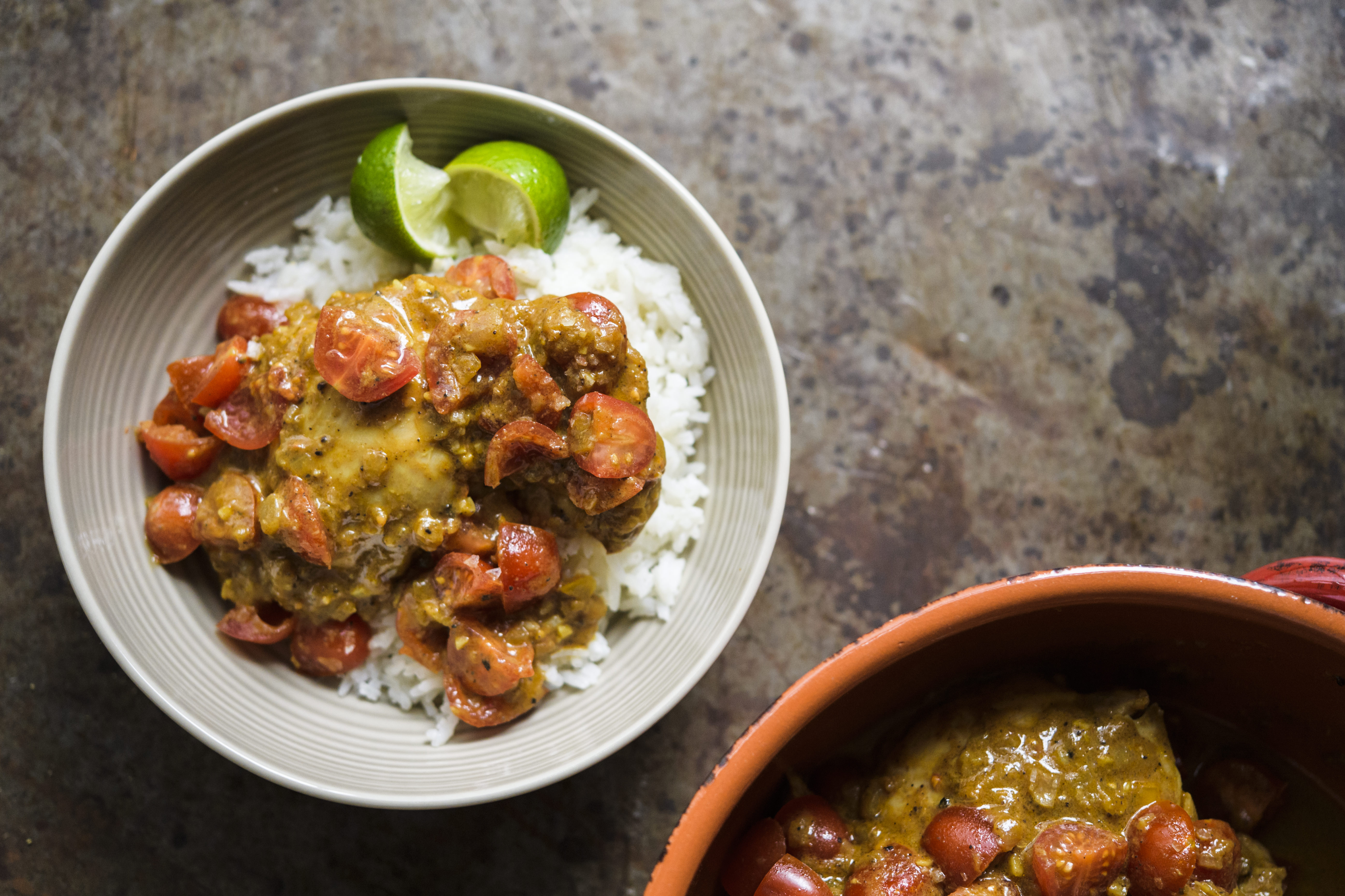 Colombian Coconut-Braised Chicken and
Coconut Rice