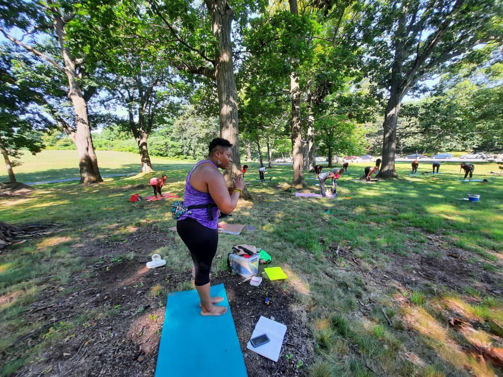 Yoga instructor Linda Wells will lead outdoor vinyasa-based all levels classes in Franklin Park this summer.