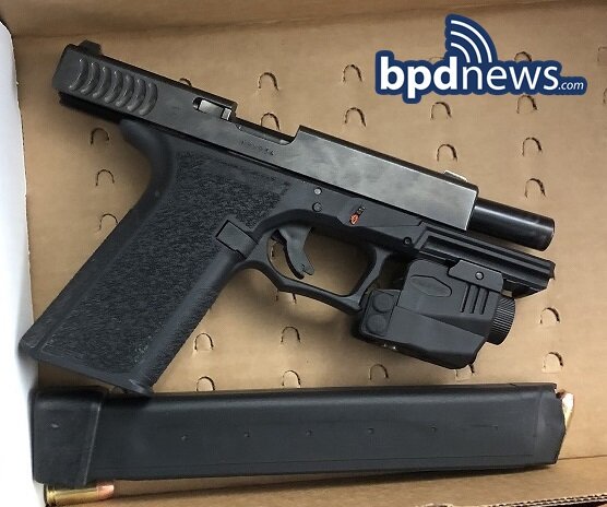 Police recovered a loaded .40-caliber Glock 22 handgun just after 5:40 p.m. Monday in Roxbury.