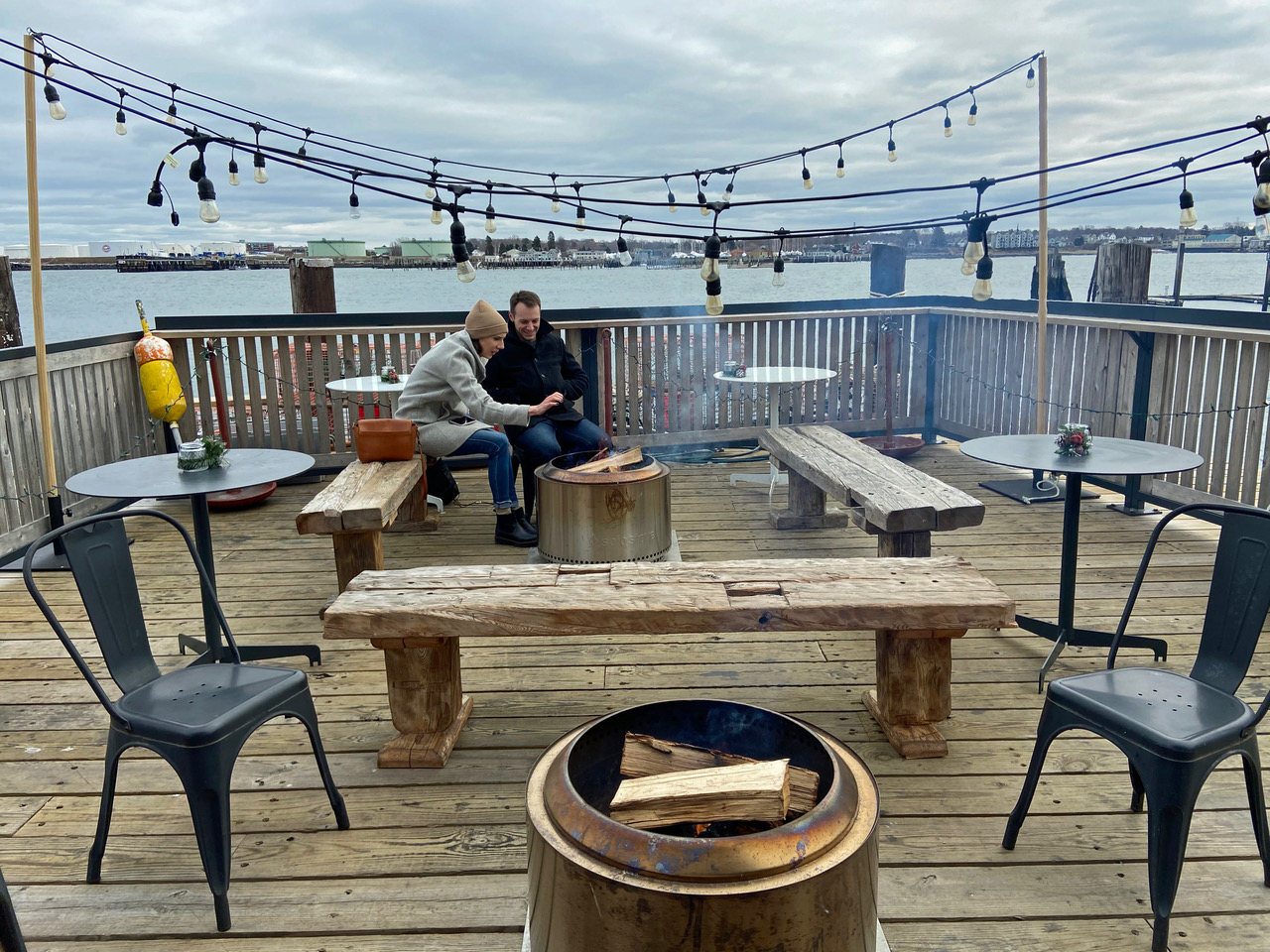 Outdoor dining continues in Portland. This couple was at Luke’s Lobster.