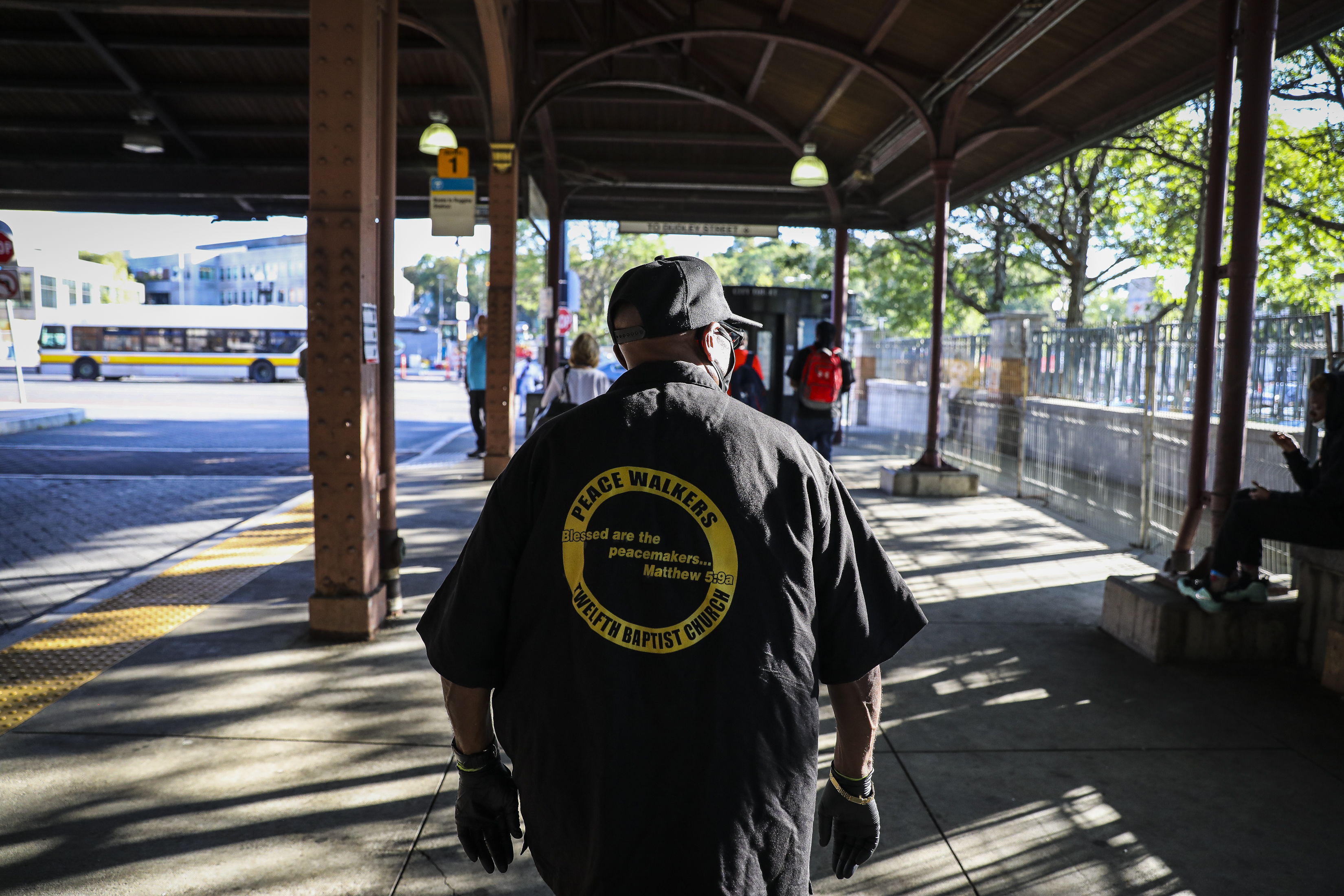 Dr. Arthur Gerald, Jr., Pastor walked through Nubian Square while out on his weekly peace walk.