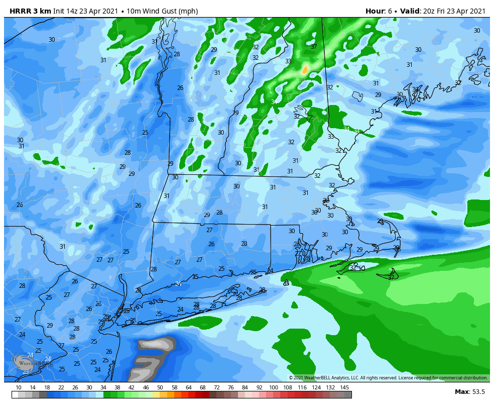 Winds will be gusty the rest of Friday.
