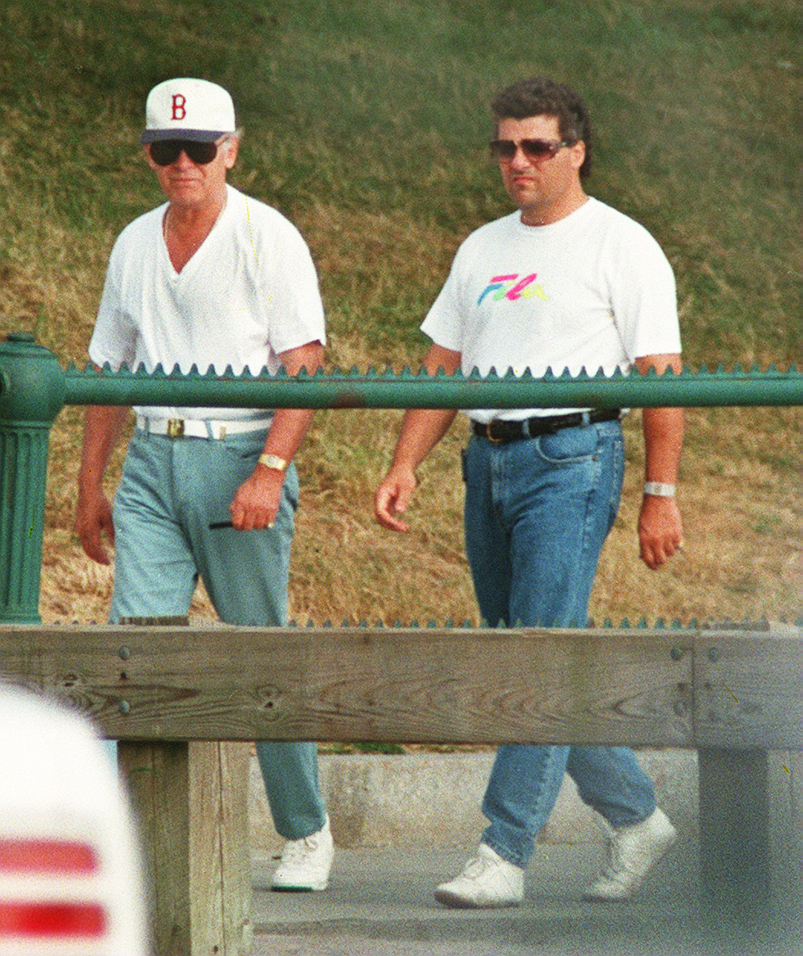 Whitey Bulger (left) and Kevin Weeks on a walk around Castle Island.