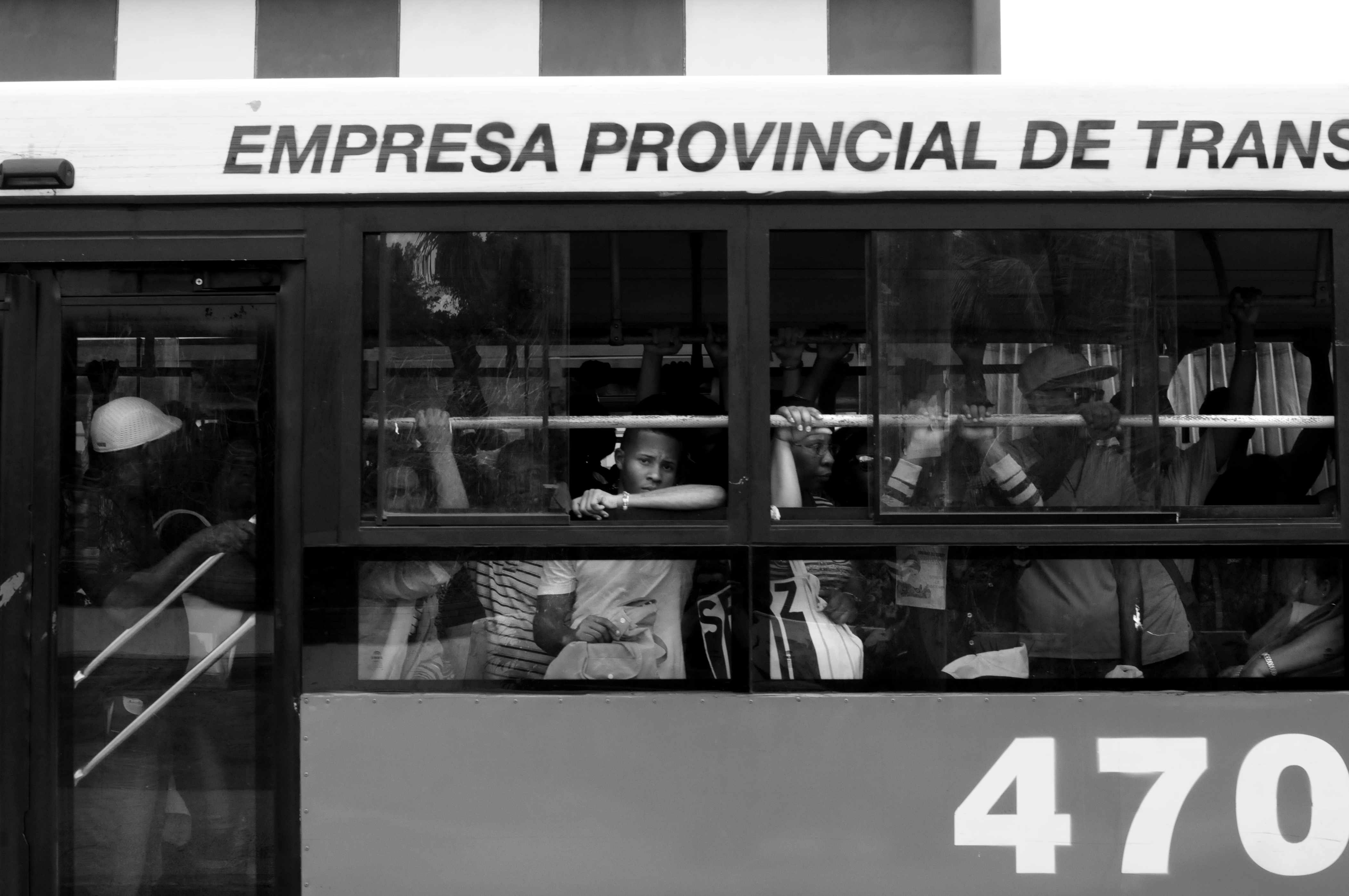A crowded bus in Havana.