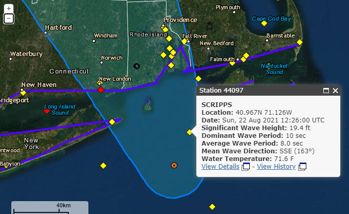 Wave heights as Henri approaches.