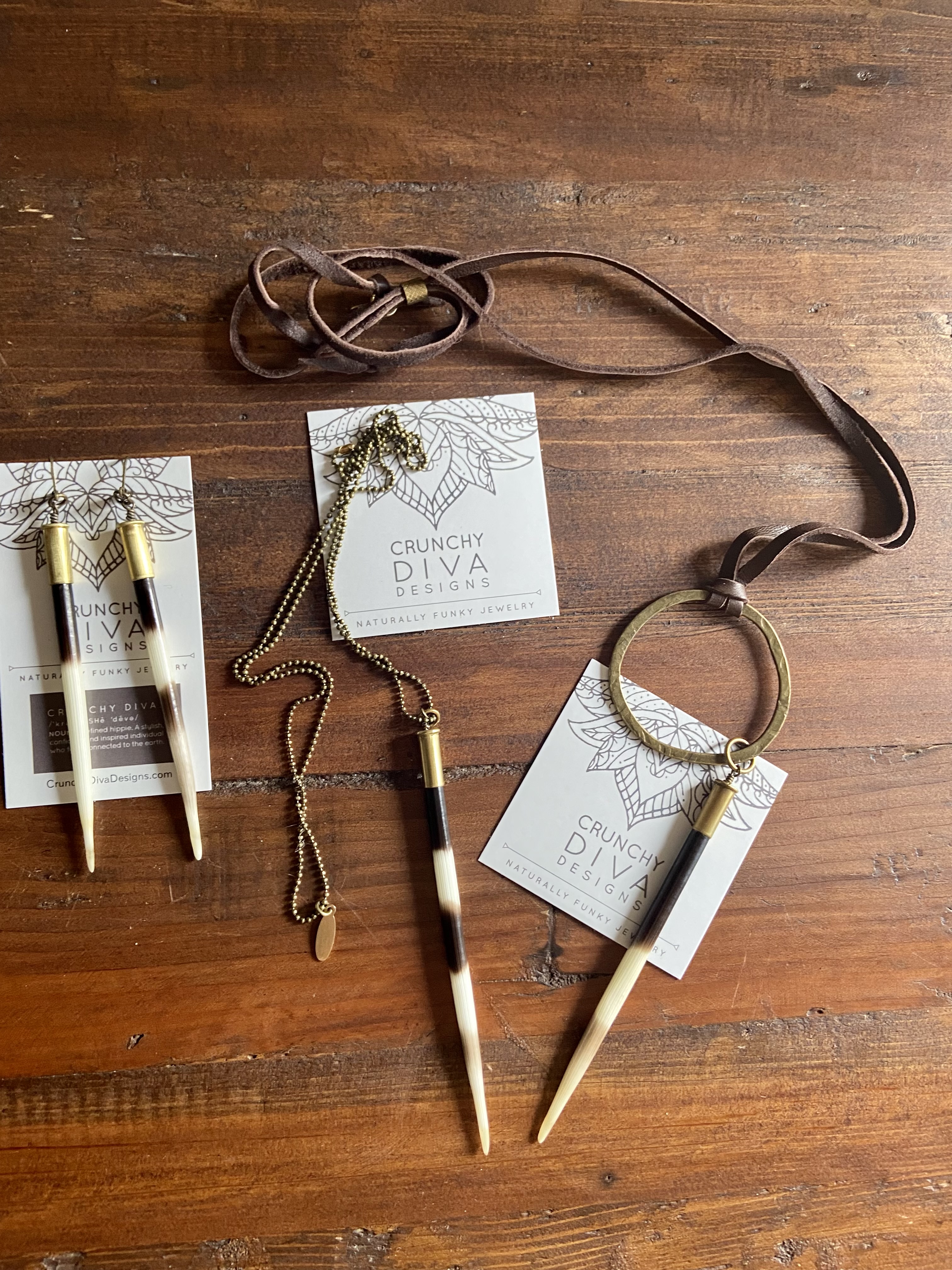 For the jewelry lover who wants something unique, you can't beat the porcupine quill pieces from Crunchy Diva. The animals shed their quills naturally, so they're not harmed with this undertaking, says designer Heather Wright.