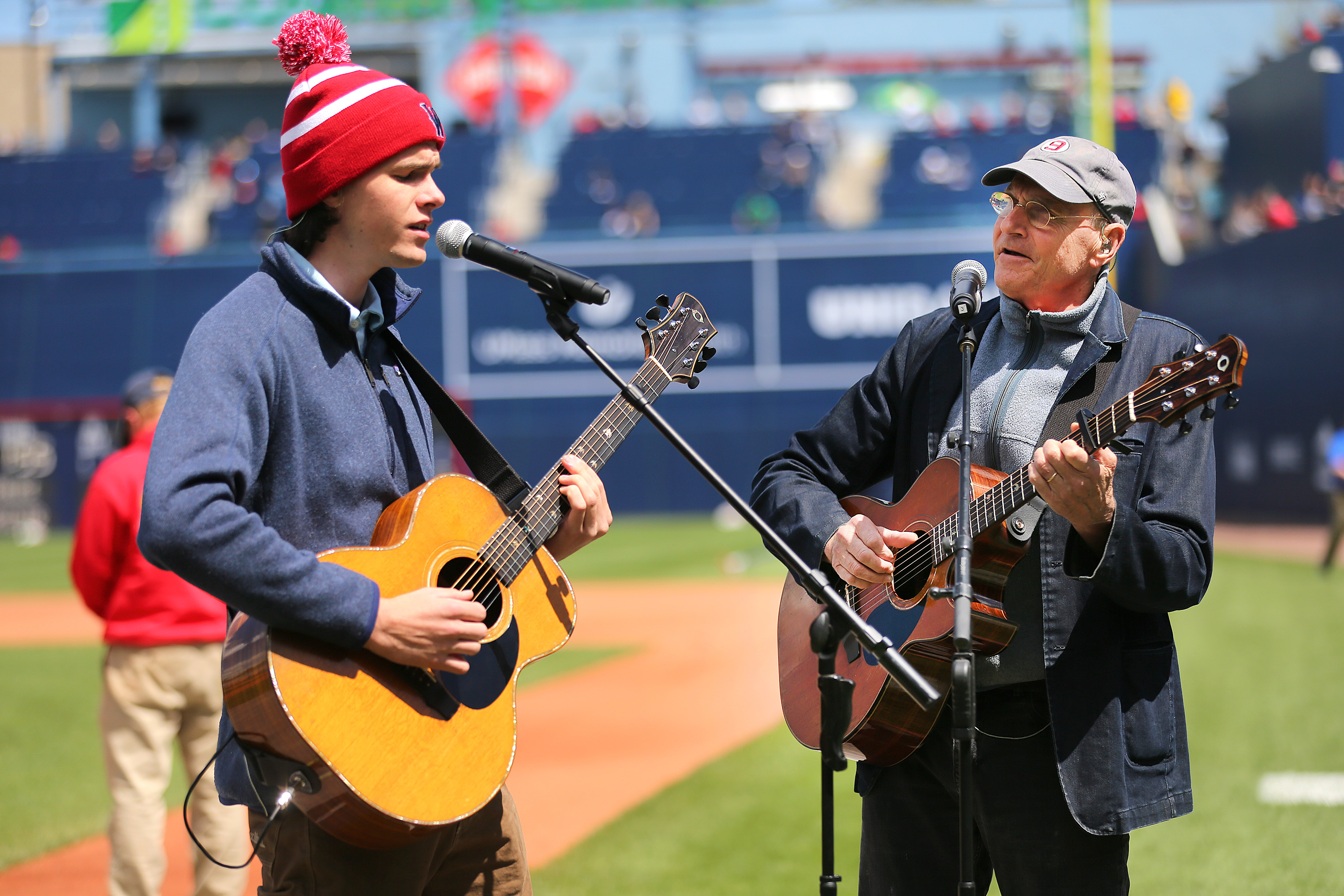 James Taylor and his son Henry Taylor sung the National Anthem.