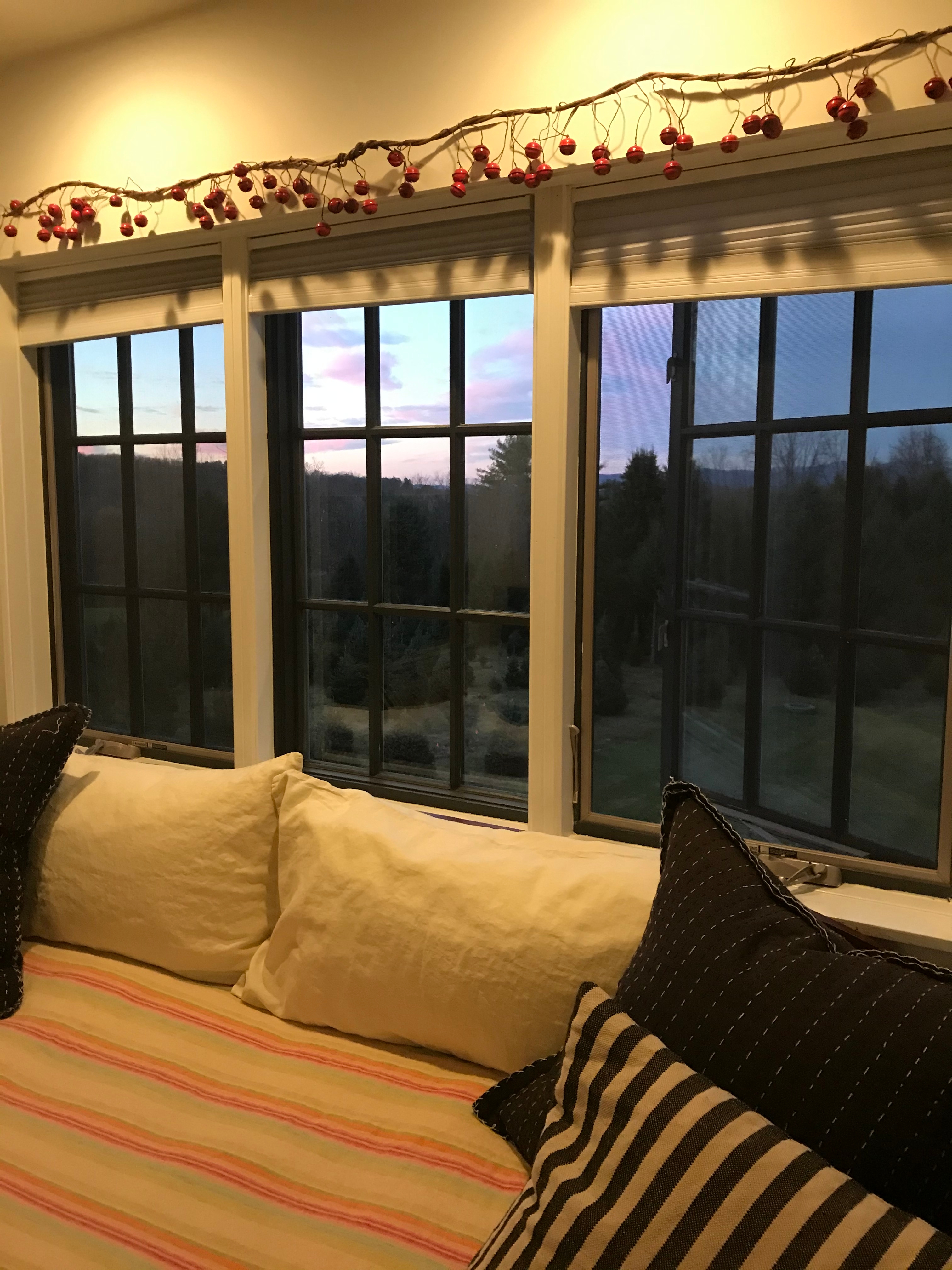 From inside the Airbnb at the Springfed Tree Farm in Bennington, Vt.