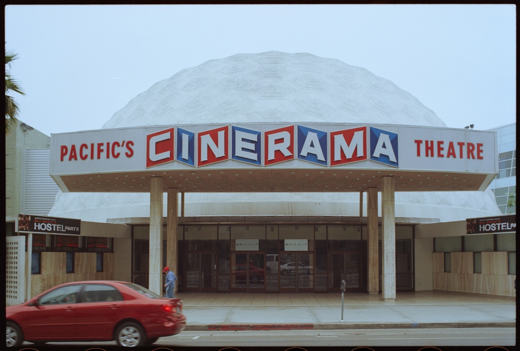 Ed Ruscha, "Cineramadome on Sunset Boulevard photographed," 2007. From Streets of Los Angeles Archive, the Getty Research Institute,