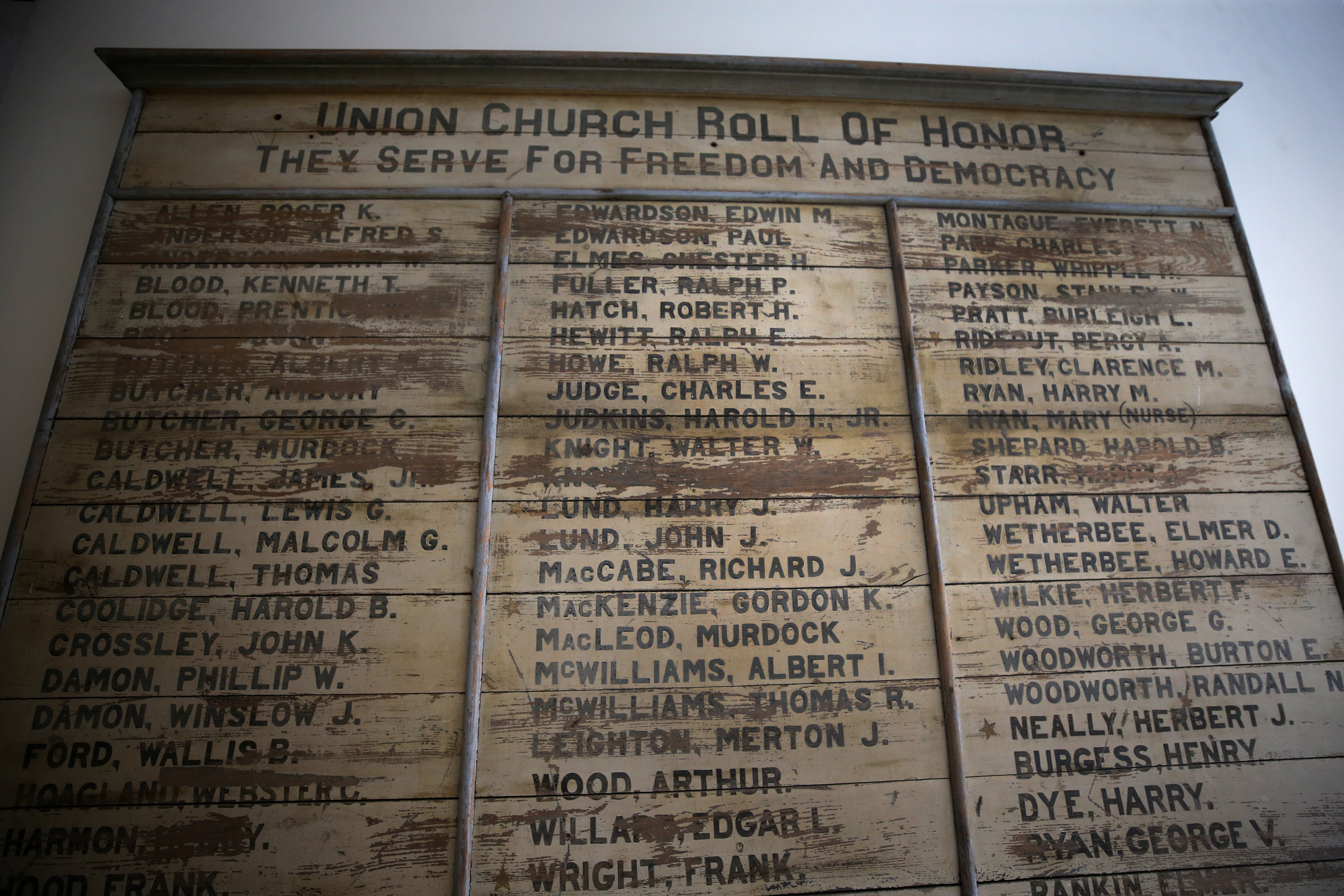 A sign that once was inside the Union Church.