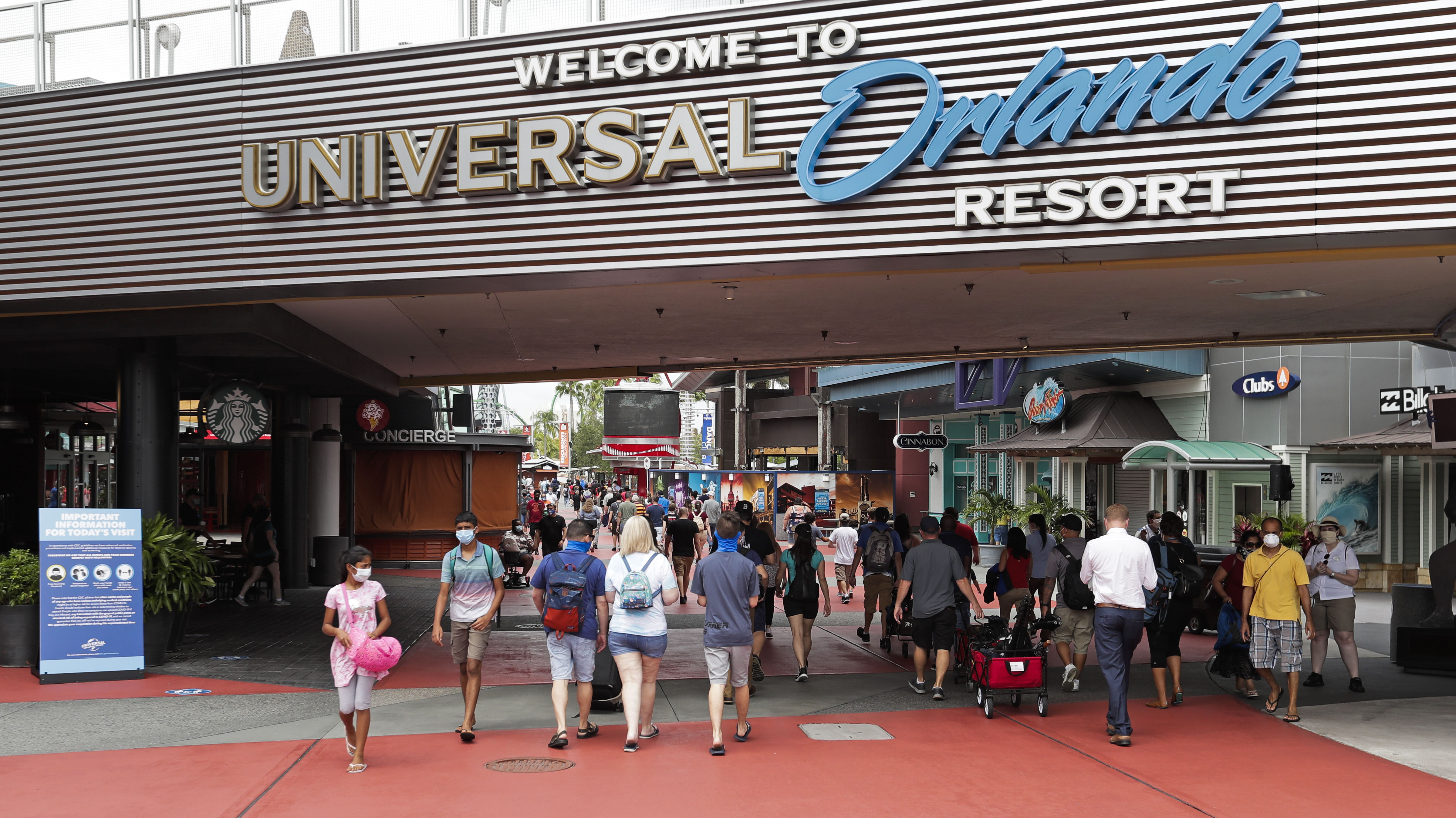 Visitors at Universal Studios, in Orlando, in June.