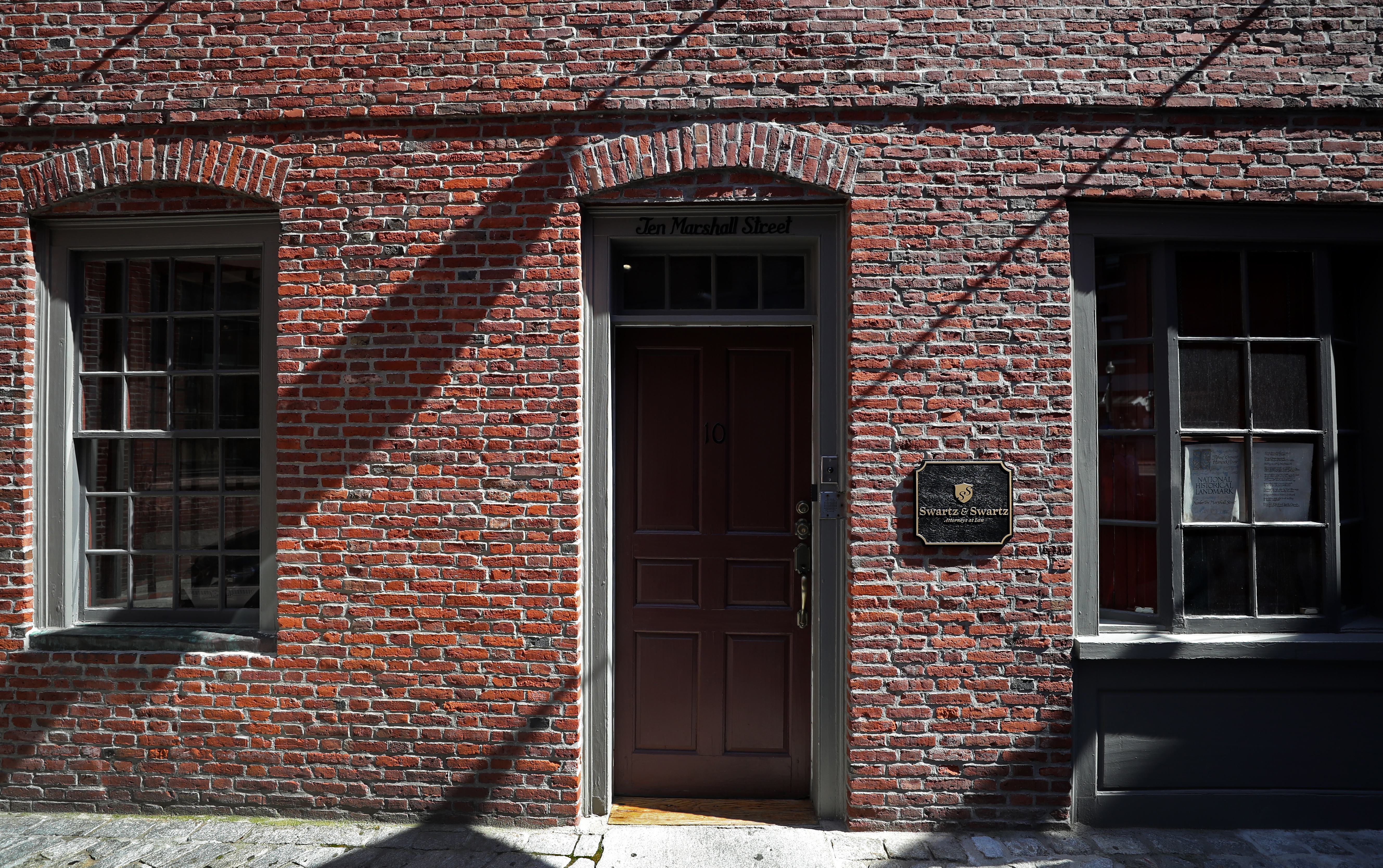 A detail of the Ebenezer Hancock House, 10 Marshall St., Boston.