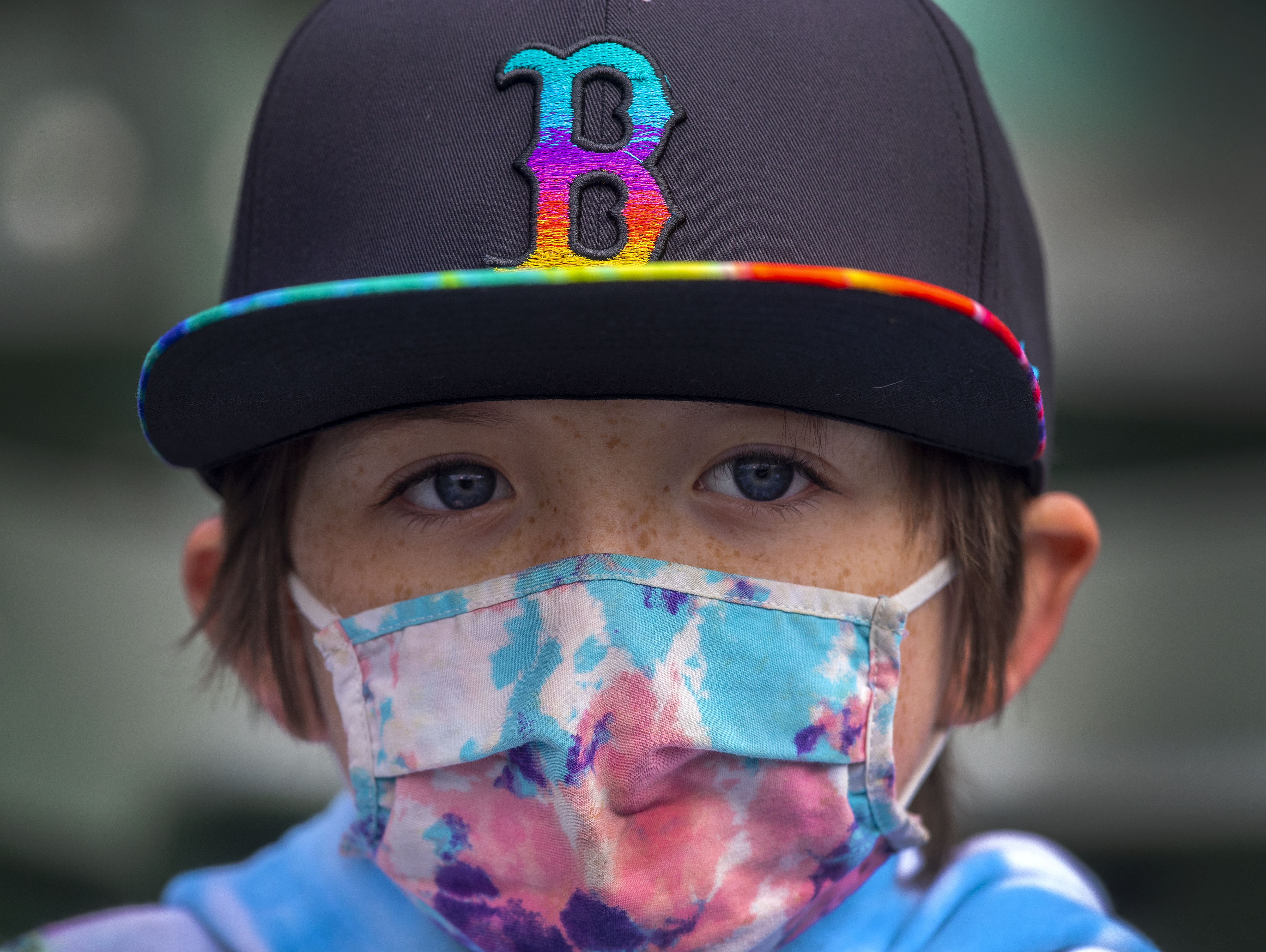 A colorful young Red Sox fan.