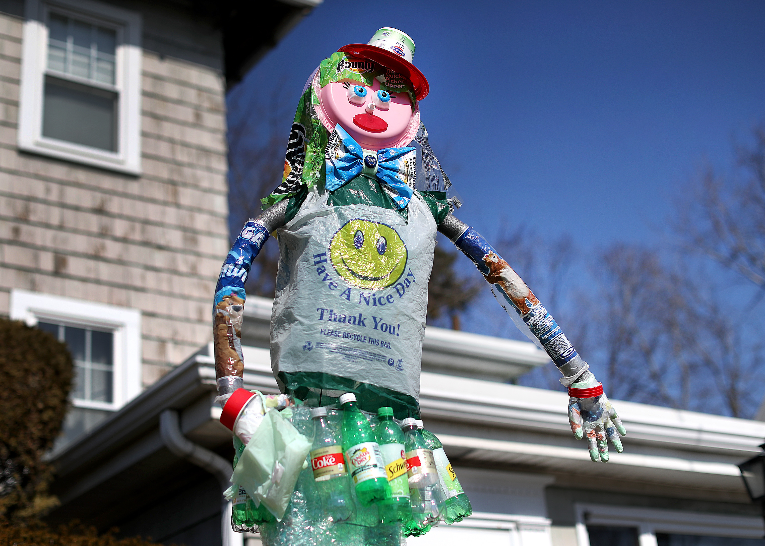 At 422 Mount Auburn Street: "Trash to Fash" was made from recycled bottles and trash.