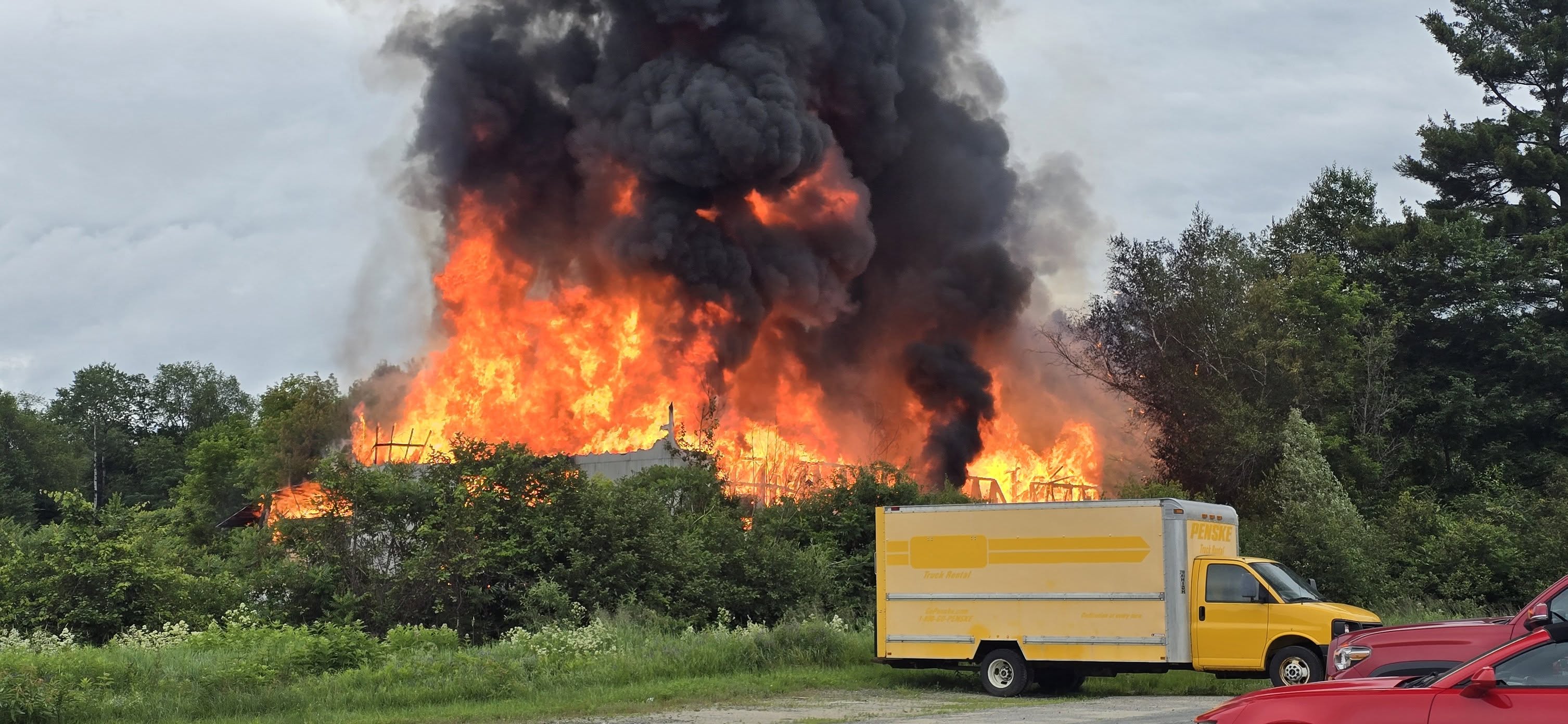Firefighters battle raging fire at lumber company in New Hampshire
