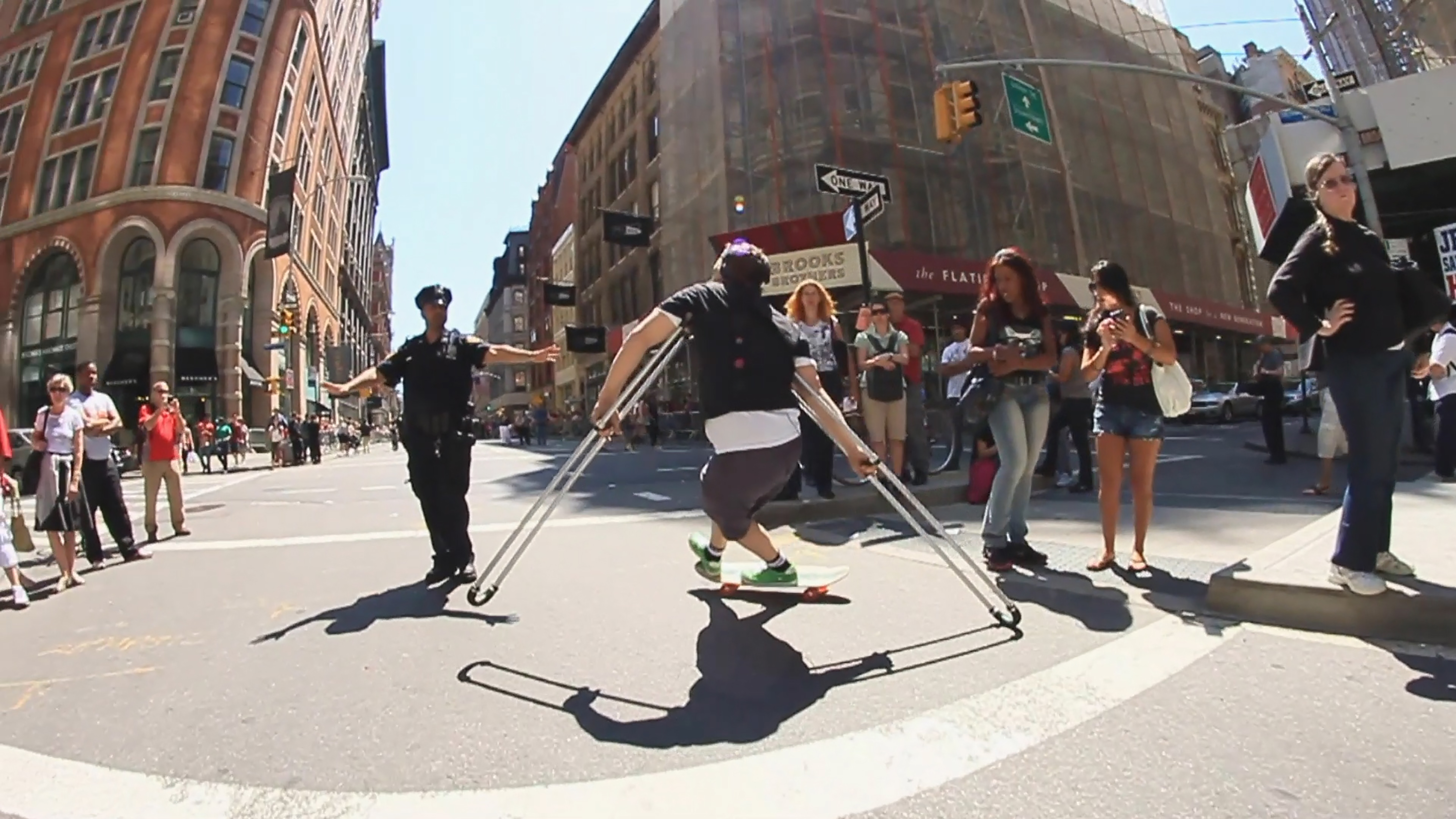 A still from a Bill Shannon performance in "Crutch."