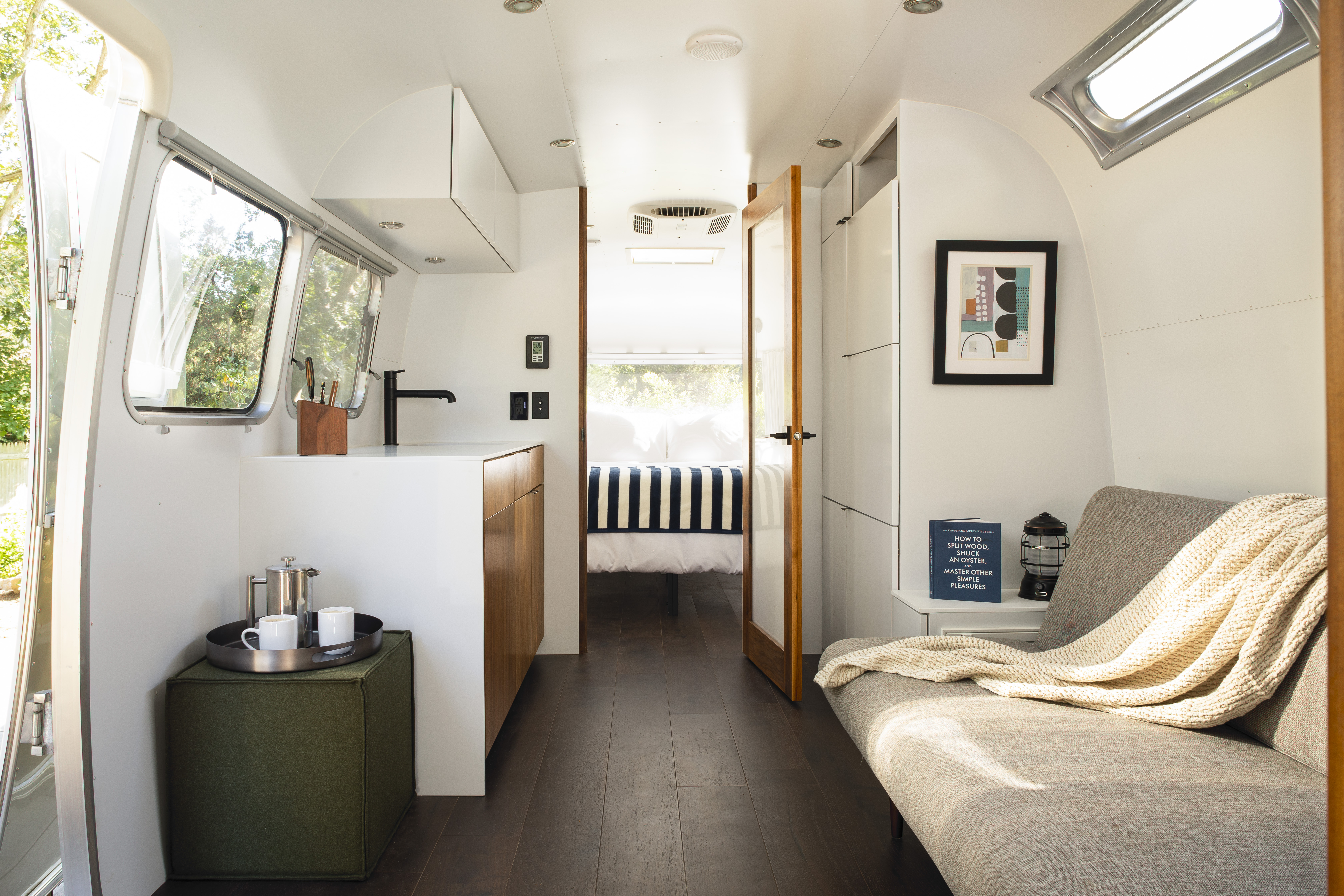 A look inside one of the Airstream trailers at AutoCamp Cape Cod, which bills itself as an Airstream hotel. The facility opens in Falmouth in Spring 2021.