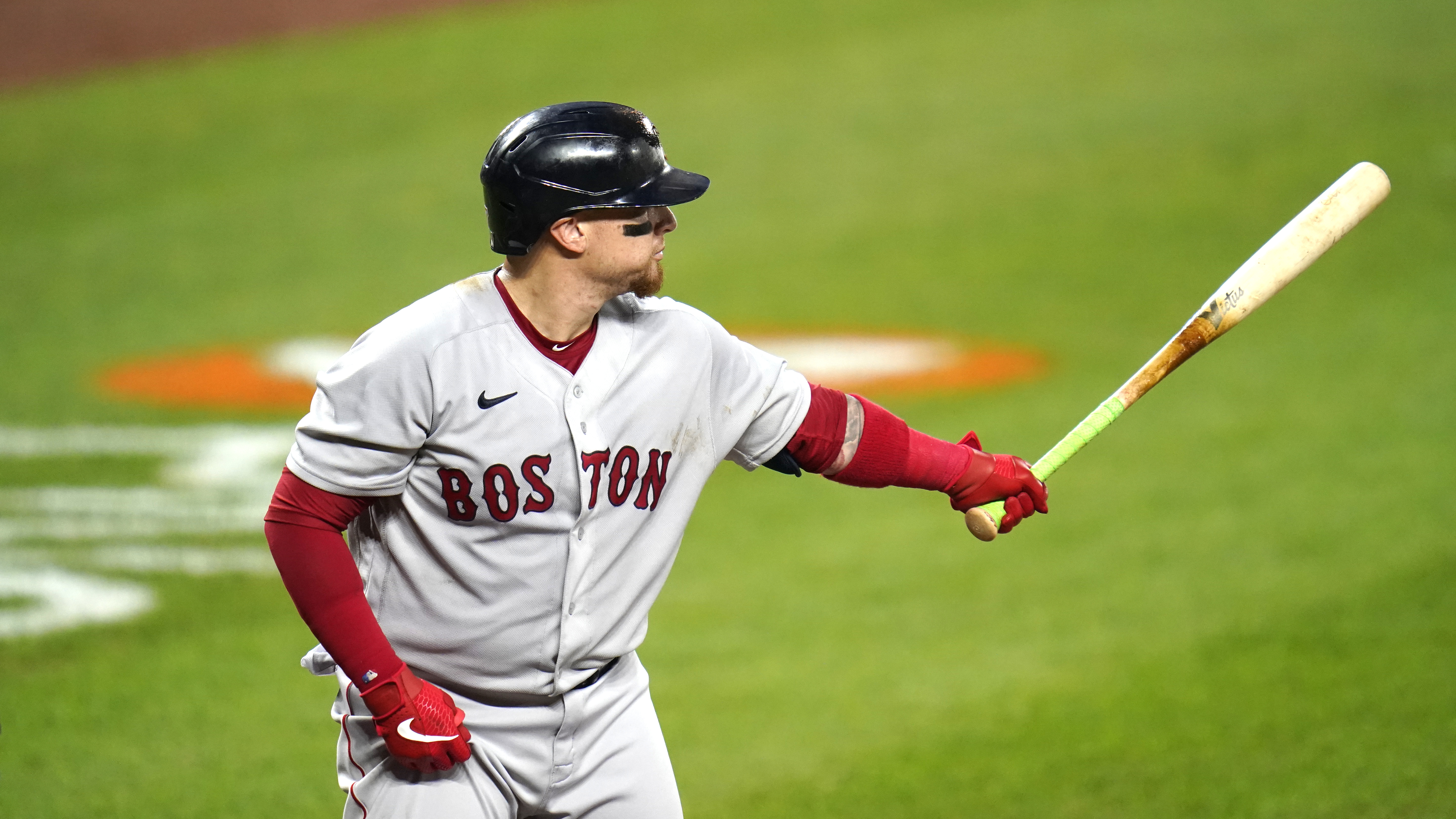 Christian Vazquez waits for a pitch in a game against the Orioles this past weekend.