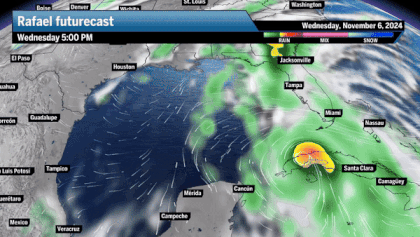 Rafael track map shows hurricane intensifying before Cuba landfall