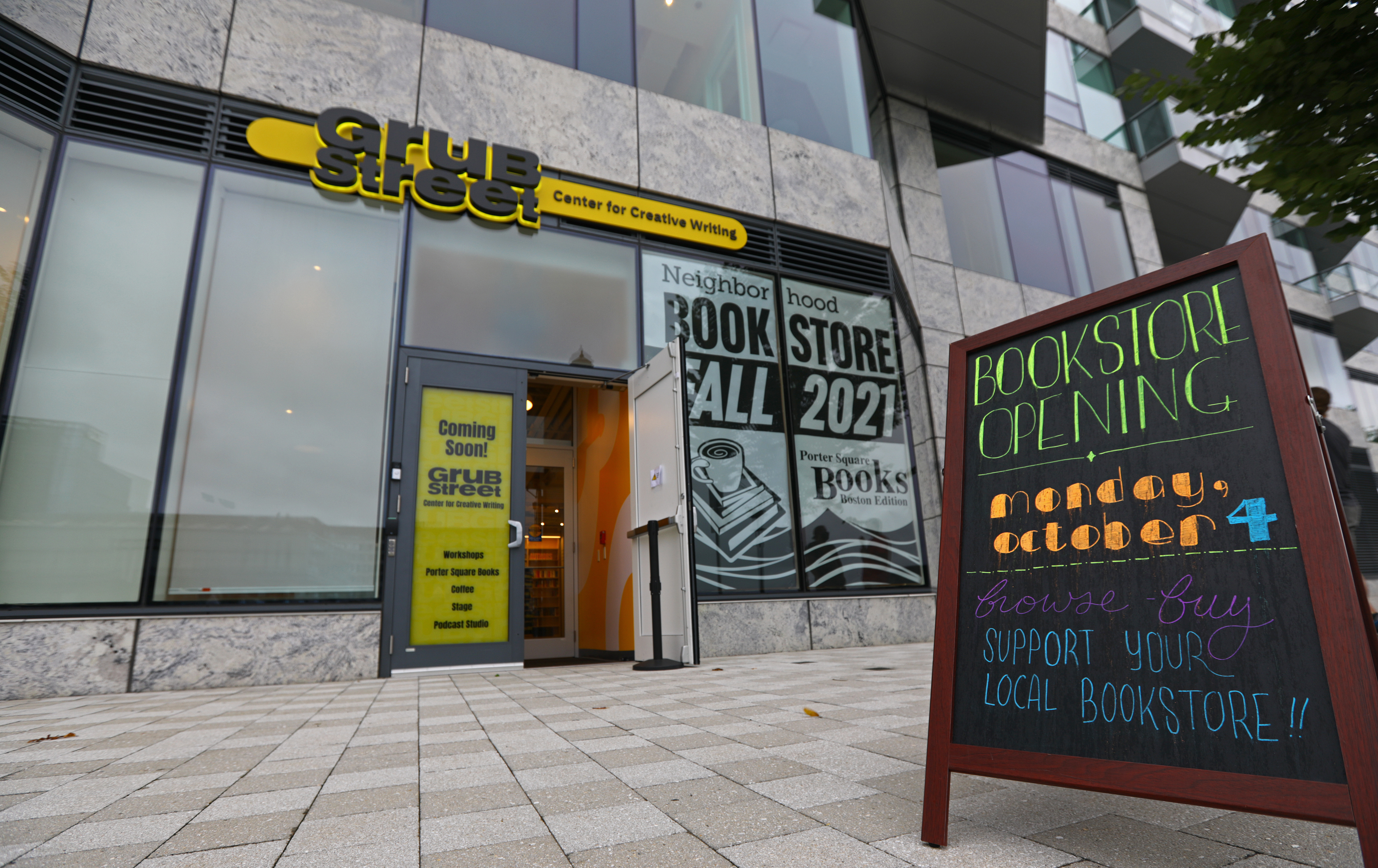 Grub Street Center for Creative Writing and Porter Square Books Boston Edition are sharing a new space in the Seaport District of Boston, at 50 Liberty Drive.